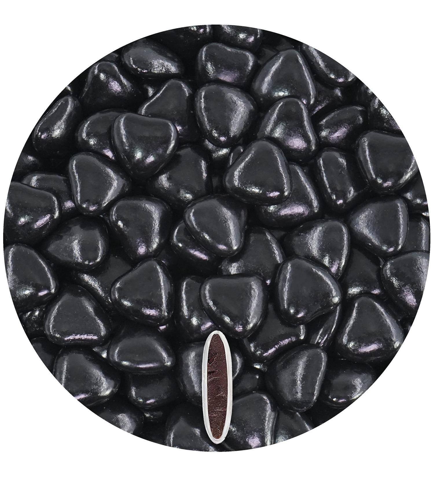 0.5kg Chocolate Cherries & Black Gloss Heart Dragees - Perfect Wedding & Guest Gifts | Gothic & Elegant Candy Bar Sweets - Buy Online on GoSupps.com