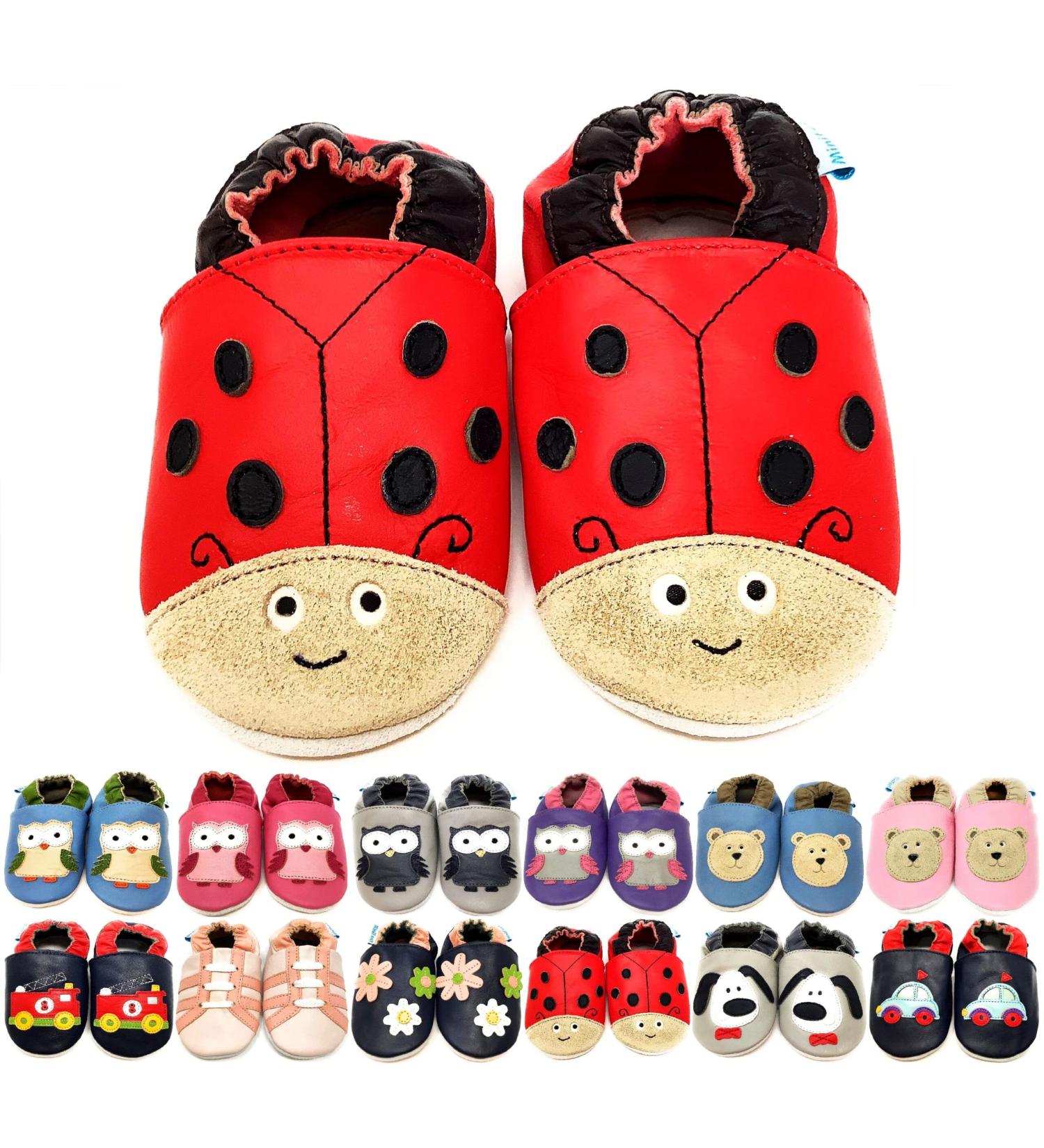 MiniFeet Premium Soft Leather Baby Shoes - Buy 4 Pairs, Get 1 Free! Red Ladybird Toddler Shoes - Sizes 0-6 Months to 4-5 Years - Buy Online on GoSupps.com
