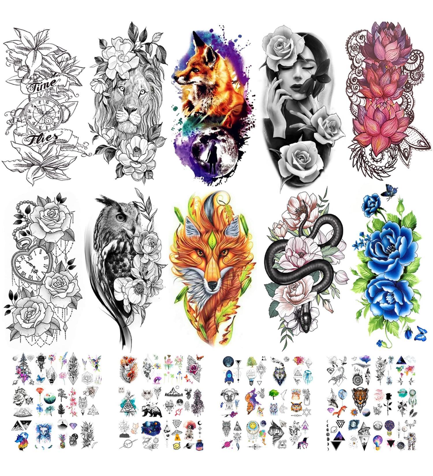 Quichic Flower Snake Temporary Tattoo - 200+ Designs for Men, Women, and Girls - Buy Online on GoSupps.com