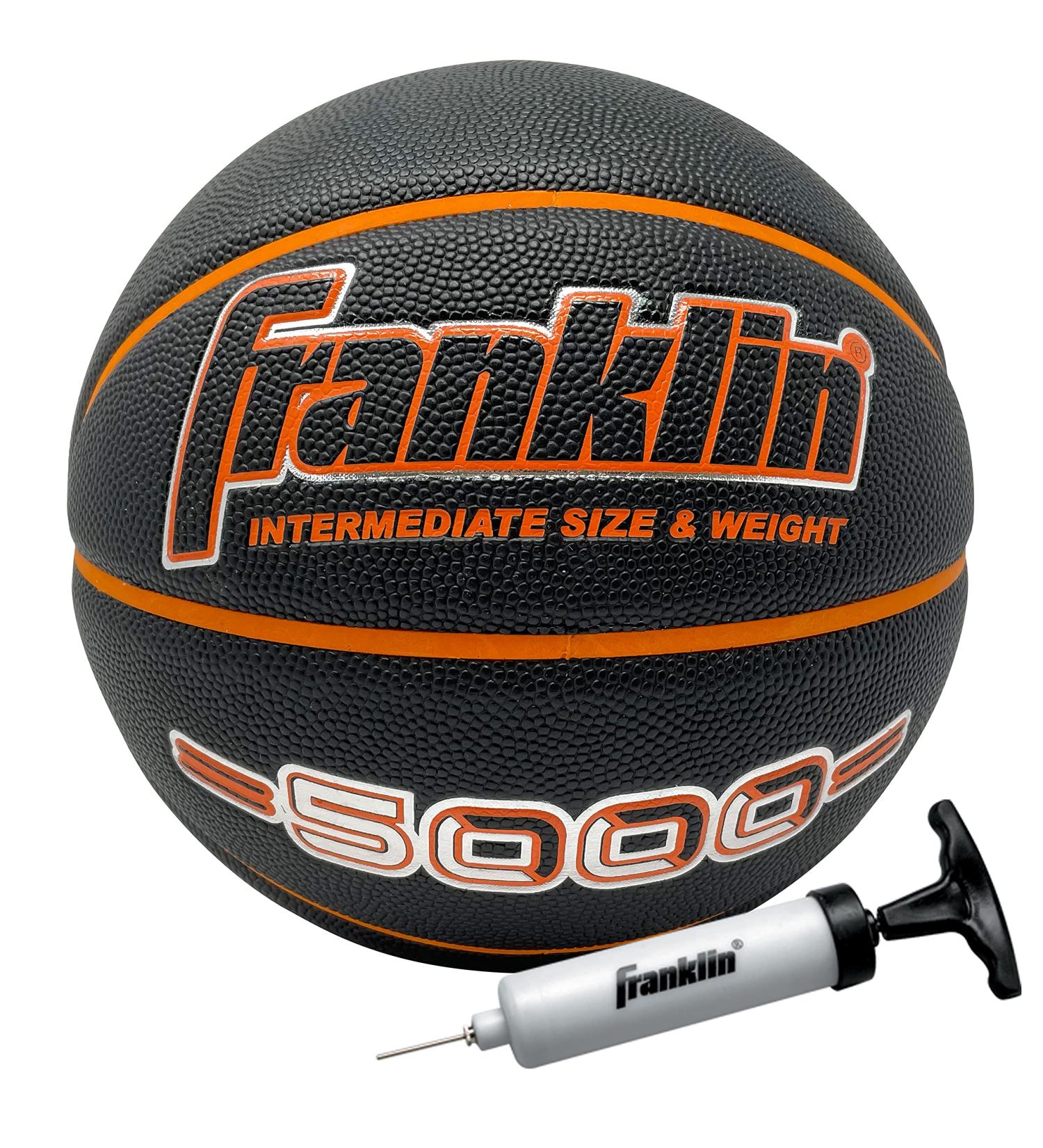 Franklin Sports 5000 Men's + Women's Indoor Basketballs - Official Size 29.5" Inch + 28.5" Inch Men's + Women's Basketball with Air Pump - Composite Indoor Basketballs - Regulation Size Basketballs Black/Orange Intermediate - 28.5" - Buy Online on GoSupps.com