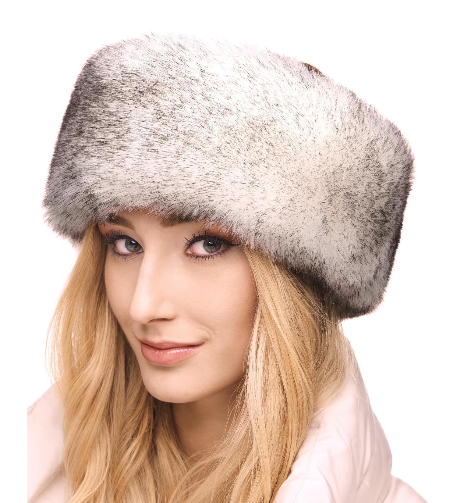 Futrzane Siberian Headband - Womens Faux Fur Headbands - Fluffy Russian Earband - Size XS (White with Black Siberian) - Buy Online on GoSupps.com