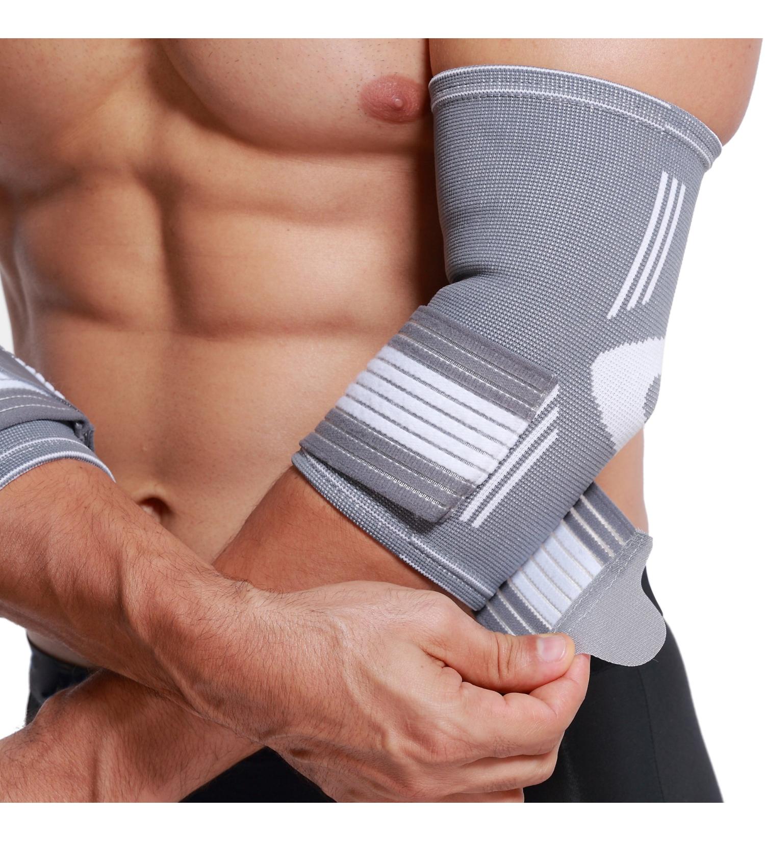 Neotech Care Elbow Brace Support Sleeve - Adjustable Compression Strap - Gray - Size M 1 Pair - Buy Online on GoSupps.com