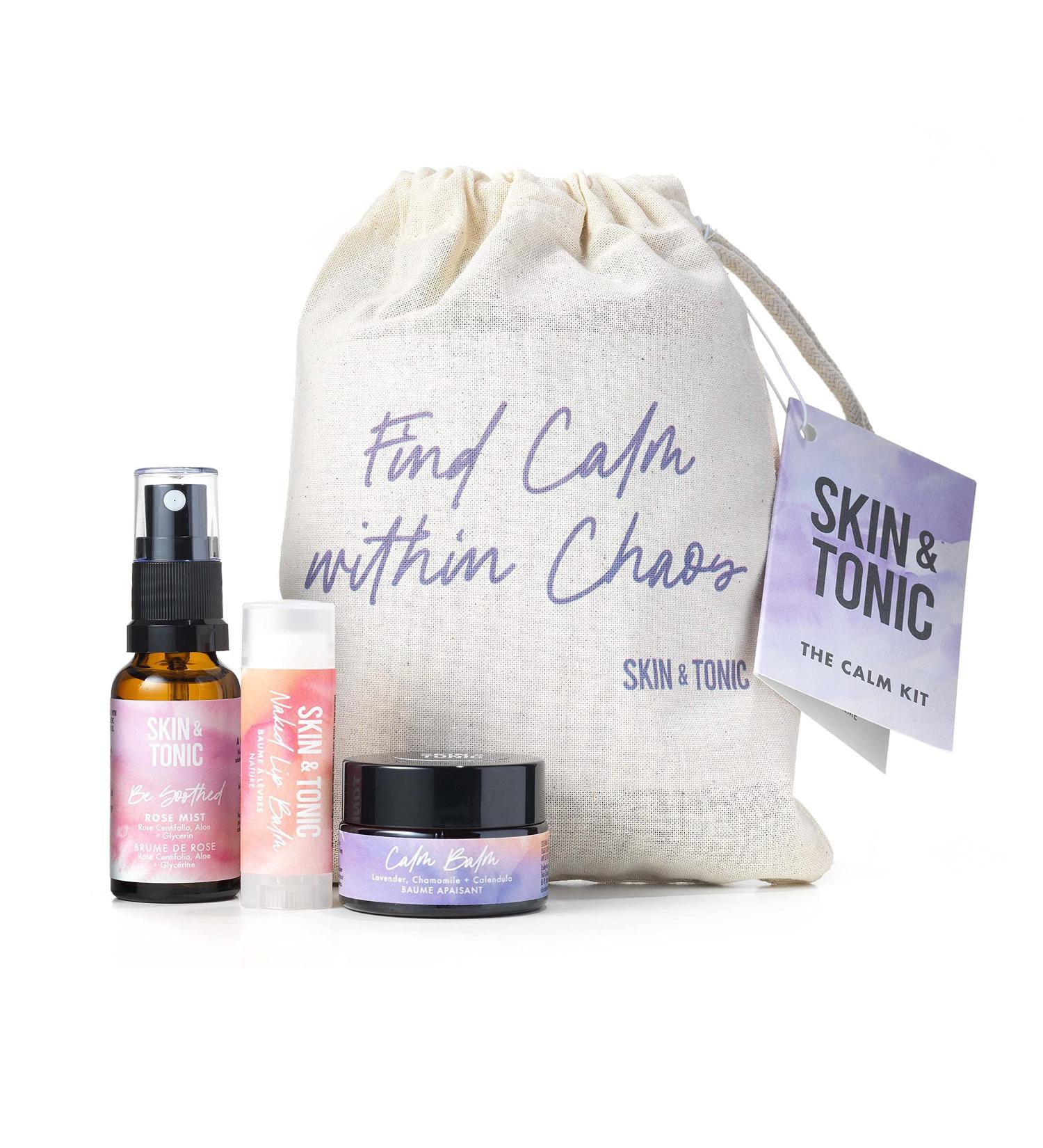 Skin & Tonic Calm Kit | Soothing Balm & Rose Mist for Dry Sensitive Skin | Eco-Friendly Cotton Bag - Buy Online on GoSupps.com