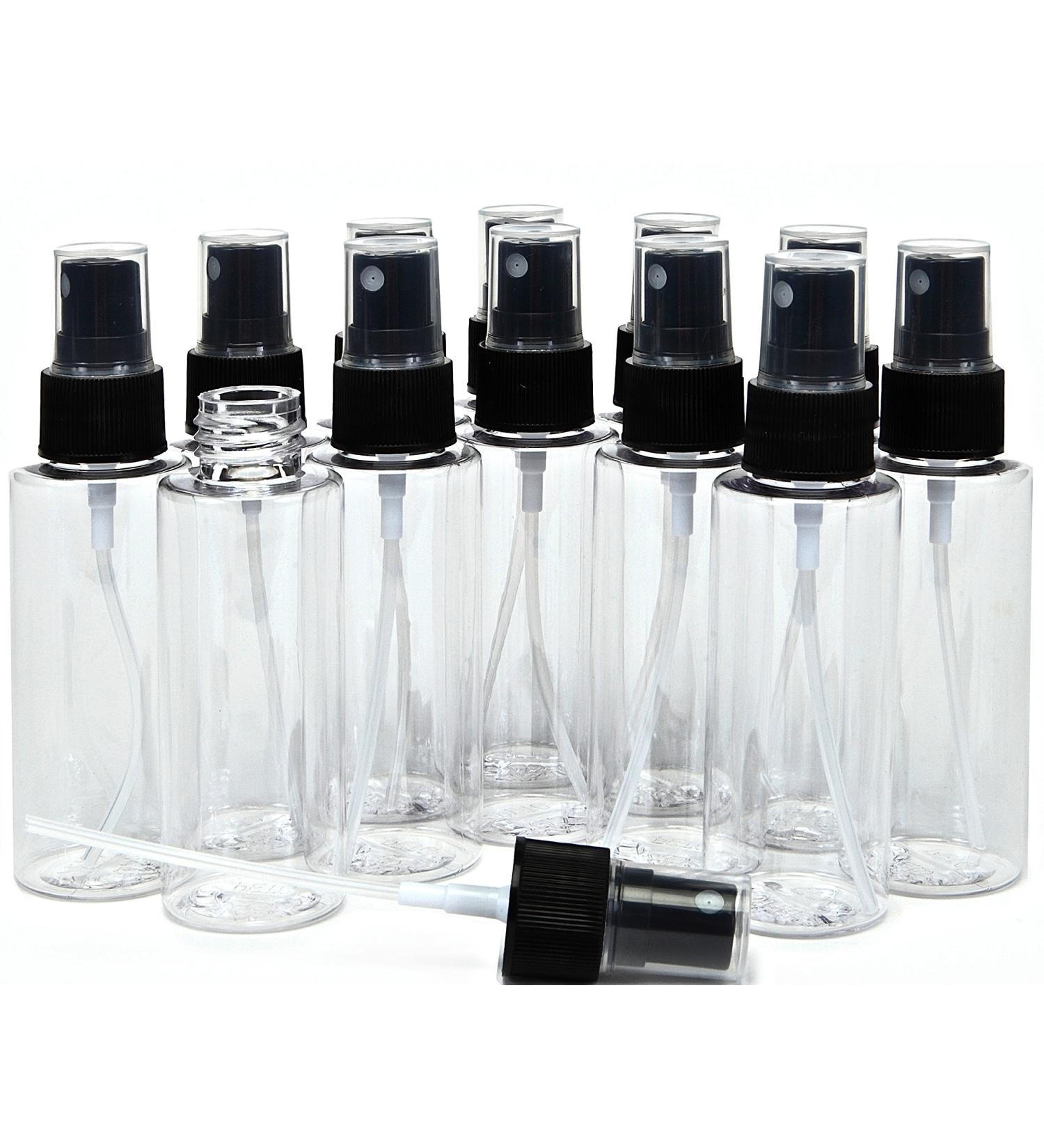 Buy Vivaplex 12 Clear 2 oz Plastic Bottles with Black Fine Mist Sprayers - International Shipping Available - Buy Online on GoSupps.com