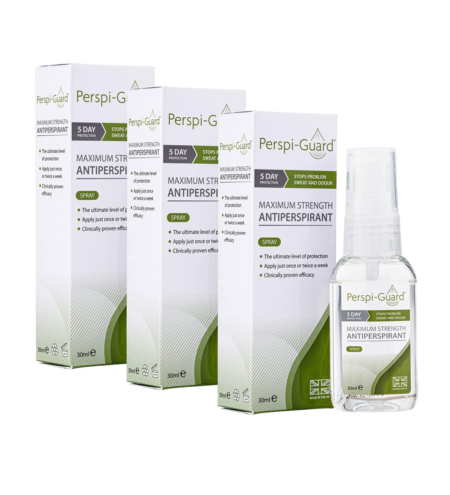 Perspi-Guard Maximum Strength Antiperspirant - Clinically Proven Protection From Problem Sweat And Odour - Made in UK - 30ml - Triple Pack Offer - Buy Online on GoSupps.com