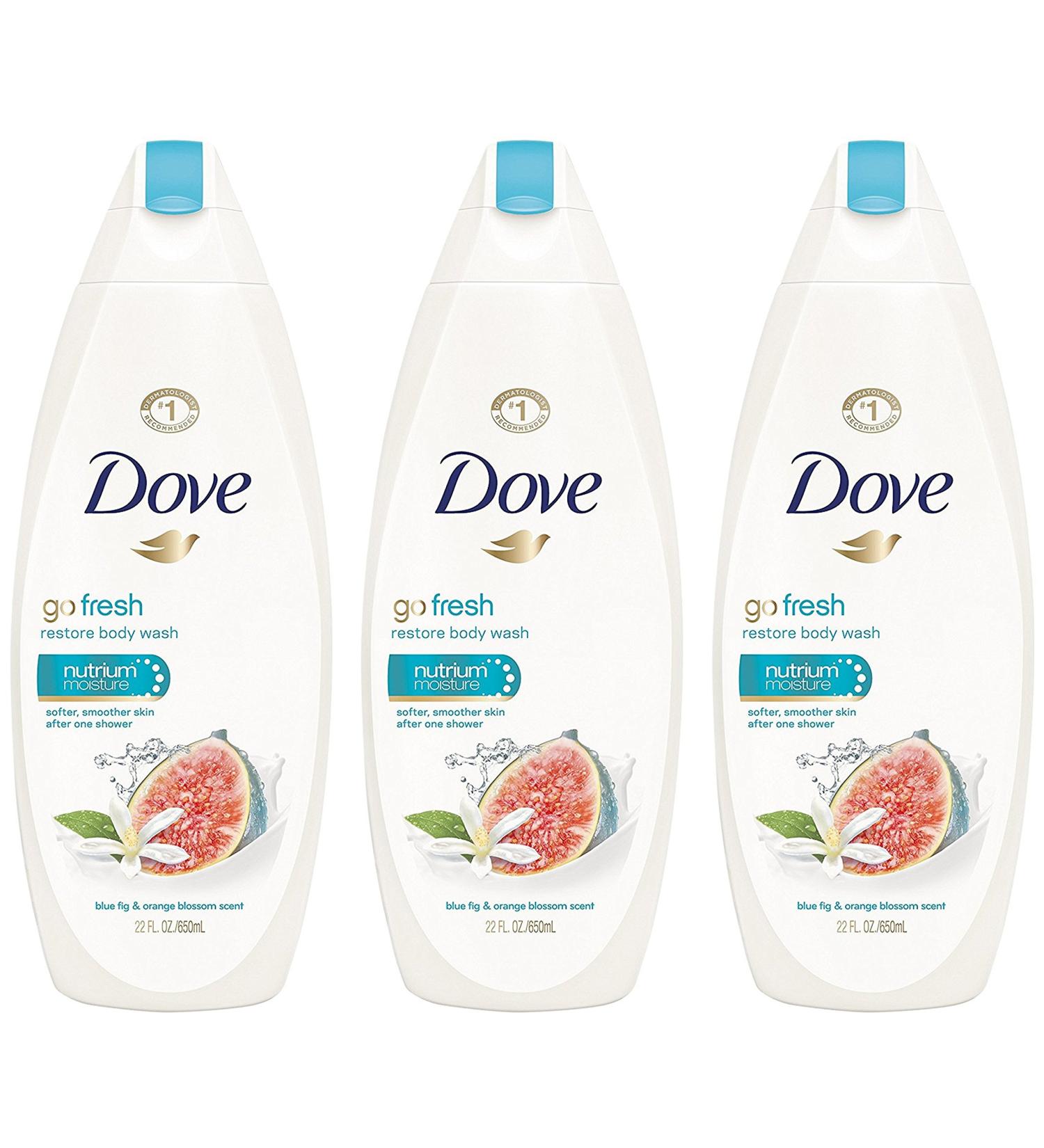 Dove Go Fresh Restore Body Wash - Blue Fig & Orange Blossom Scent - 22 FL OZ (650 mL) - Pack of 3 - Buy Online on GoSupps.com