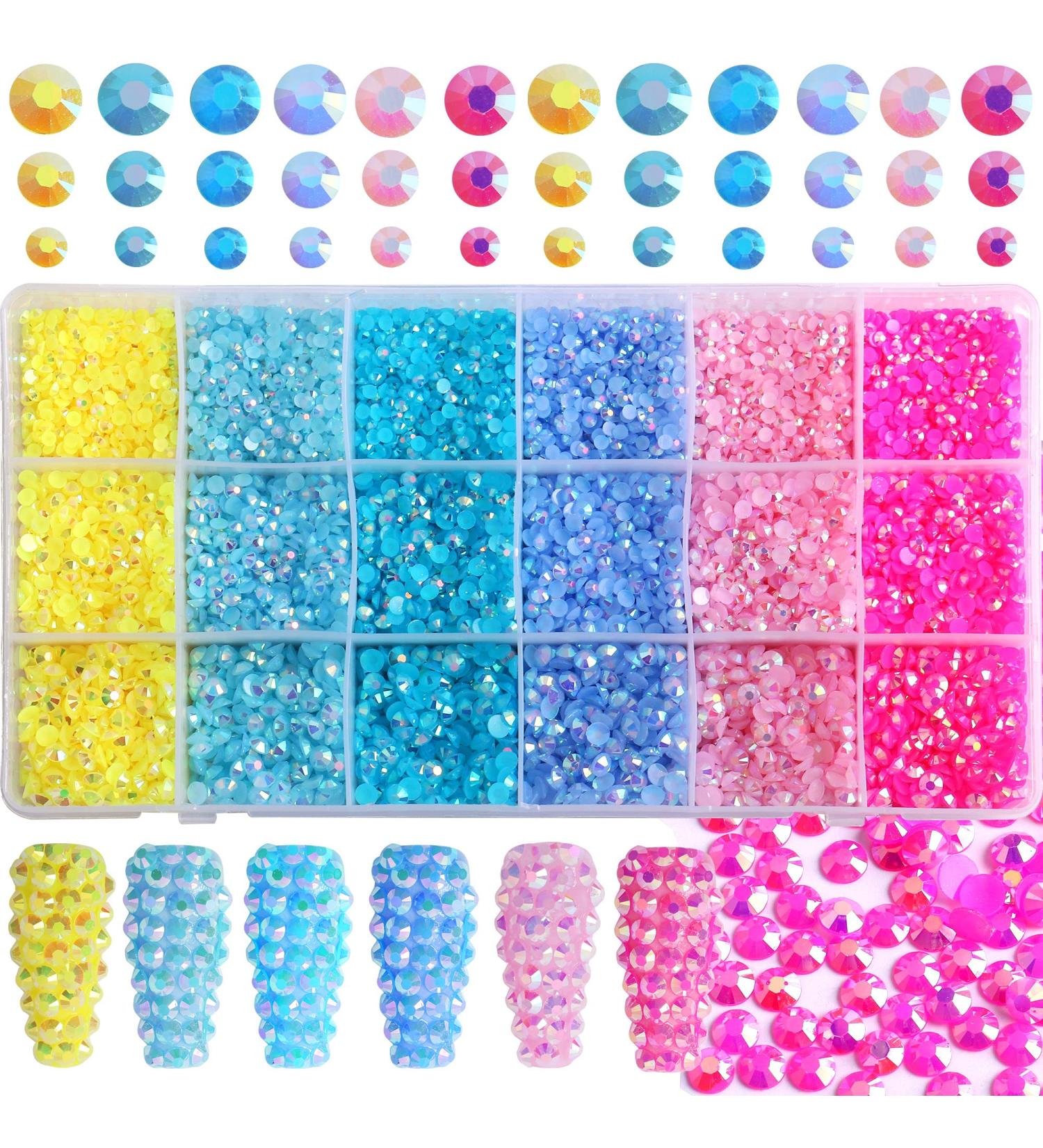 FULZTEY 19200Pcs Flatback Jelly Rhinestones Kit - Mixed Color AB Crystal Gem Stones for Nail Art, Crafts, Tumblers & Jewelry DIY - Buy Online on GoSupps.com