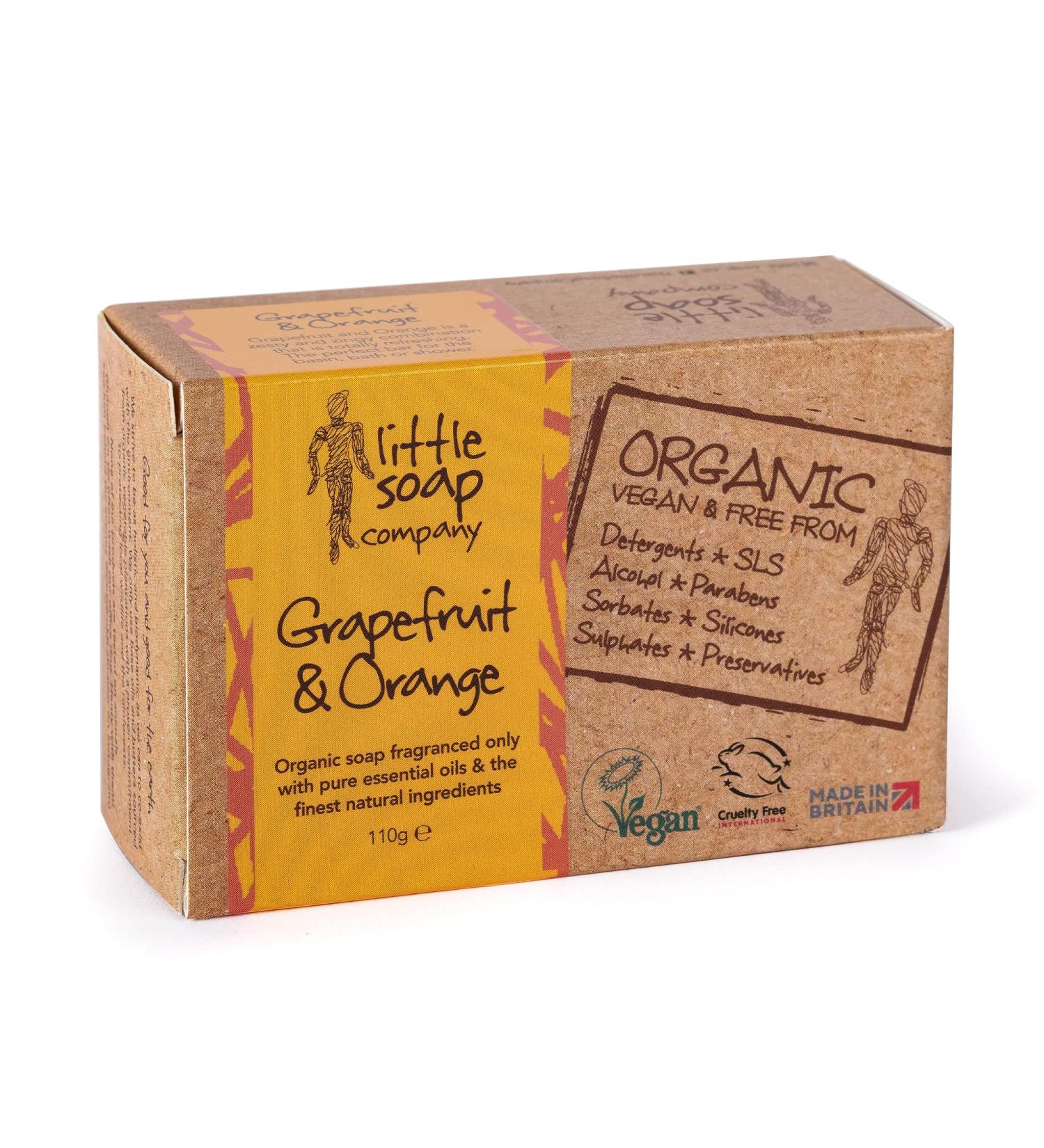 Little Soap Company Organic Grapefruit & Orange Citrus Soap Bar - Vegan, Cruelty-Free, 110g - Eco-Friendly Hand & Body Soap - Buy Online on GoSupps.com