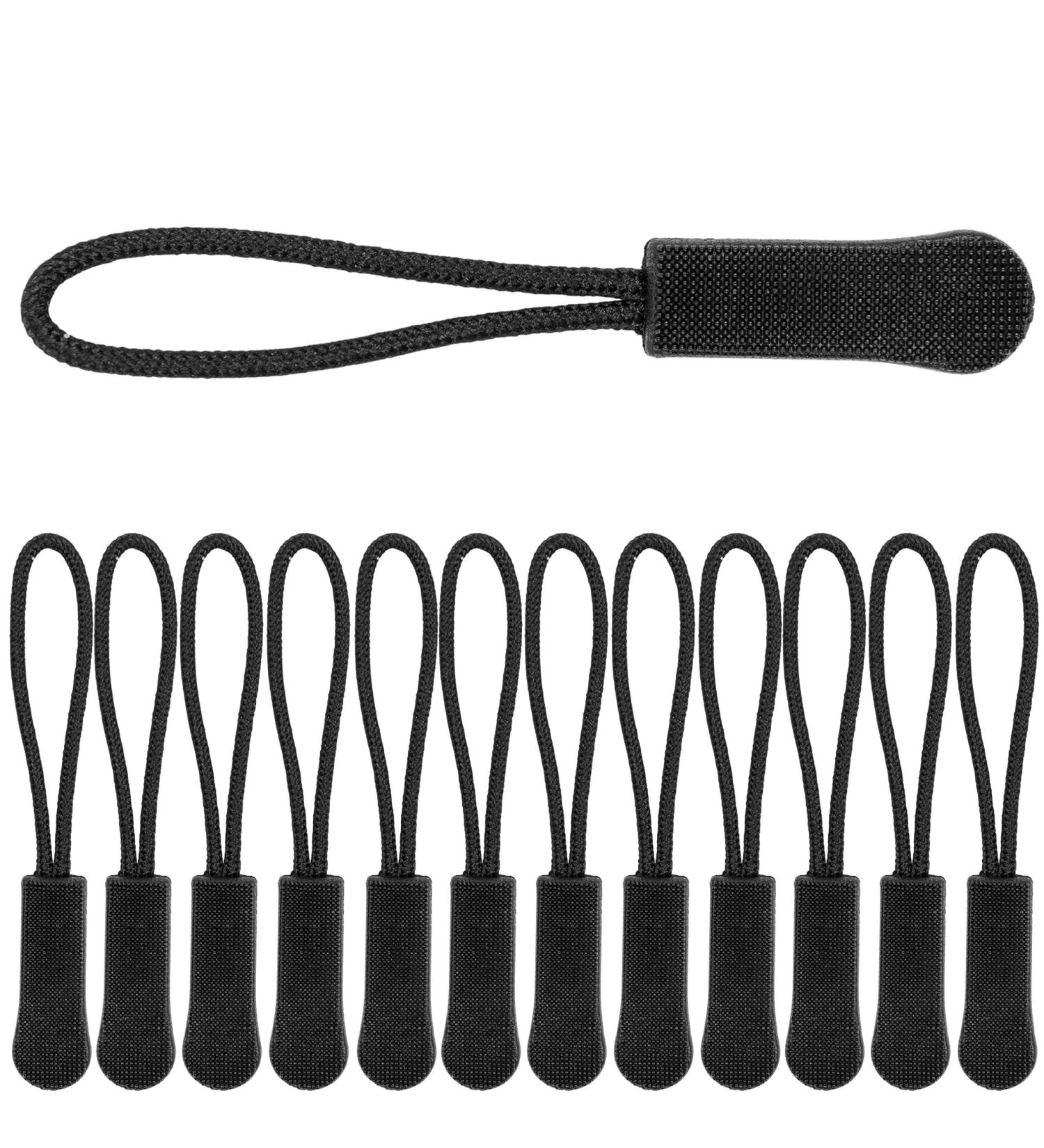 Zipper Pendant for Threading - 12 Pack Black Nylon Replacement Zippers (61 x 9 mm) for Sports Clothing Backpacks & Bags - Buy Online on GoSupps.com