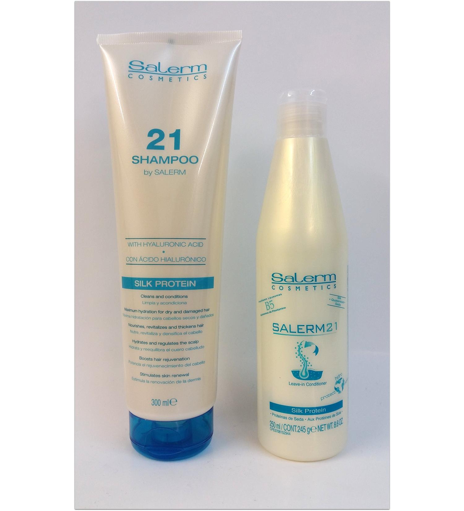SALERM Pack Salerm 21 Hyaluronic Acid Shampoo 300 ml + Salerm 21 250 ml Silk Protein
