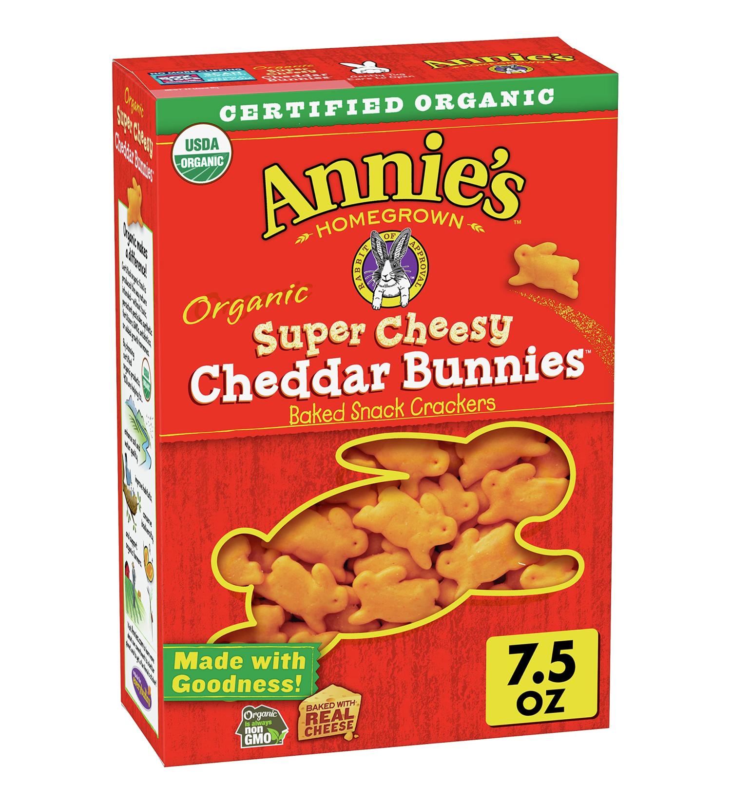 Annie's Organic Extra Cheesy Cheddar Bunnies - 7.5 oz Snack Crackers (Pack of 12) - Buy Online on GoSupps.com
