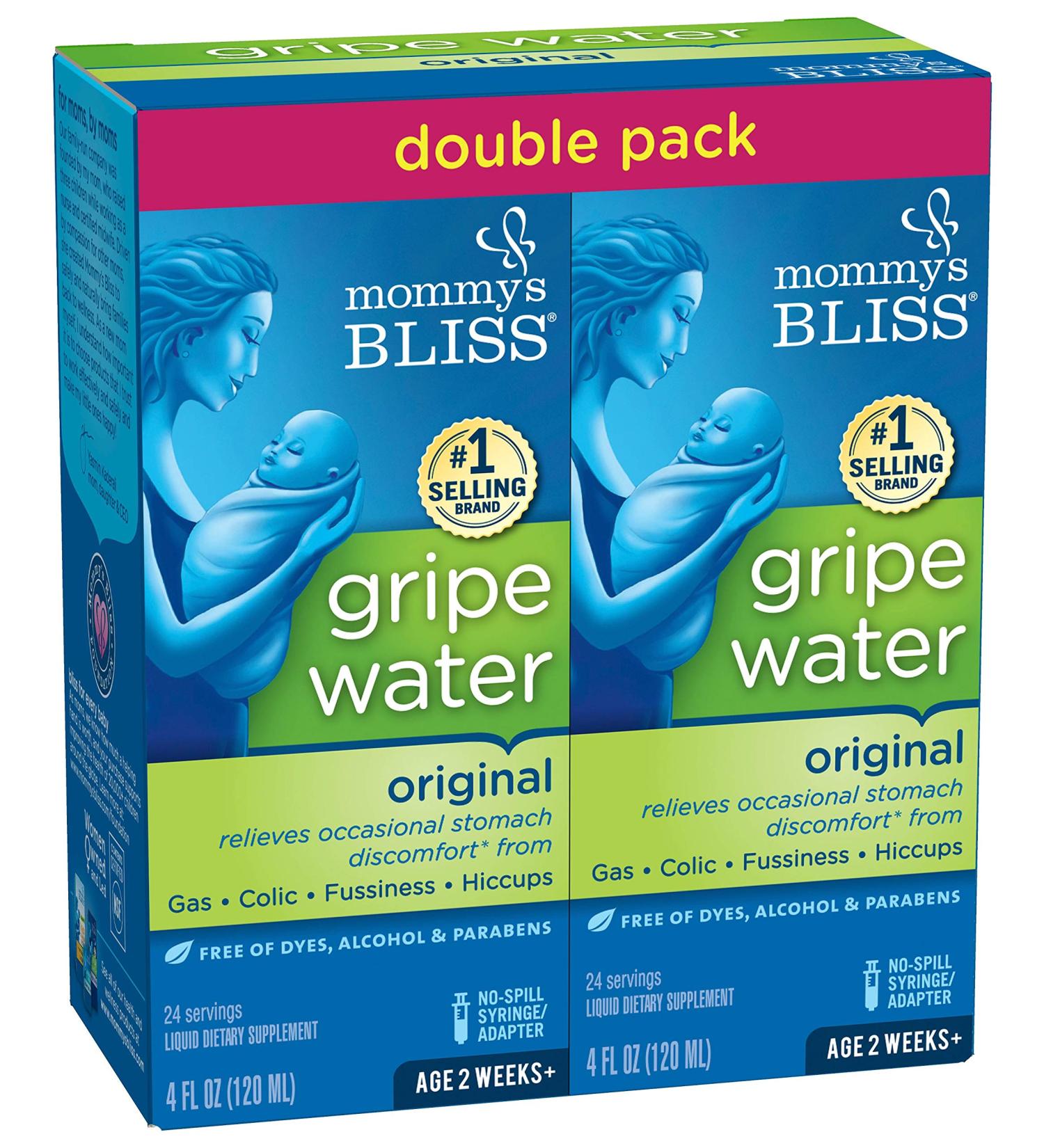 Mommy's Bliss Gripe Water for Babies - Double Pack, Relieves Gas, Colic & Fussiness - 2 Weeks+, 8 Fl Oz - Buy Online on GoSupps.com