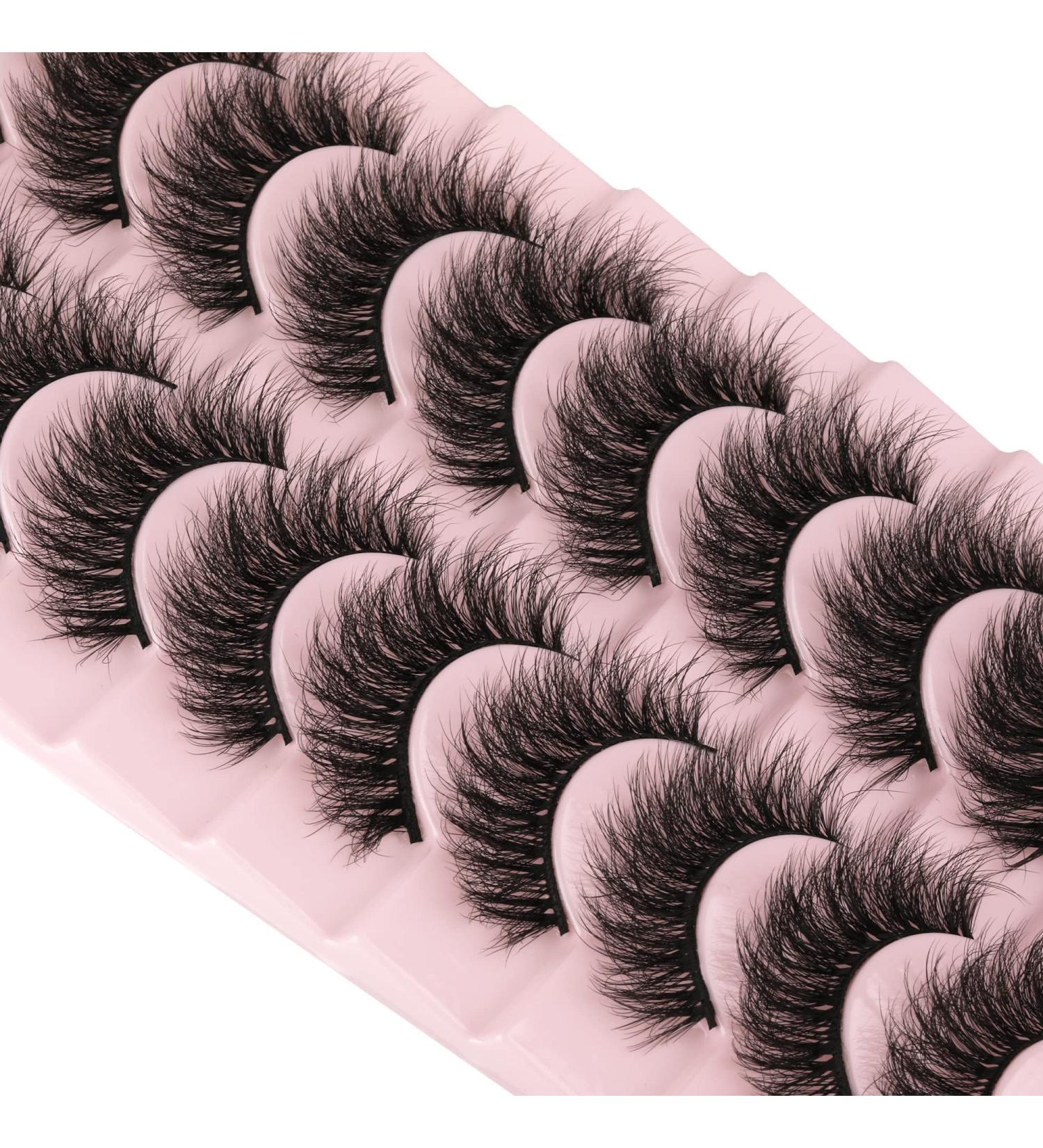 WiwoSEO 10 Pairs Faux Mink Eyelashes - Natural Wispy 3D Effect Fluffy & Curly 16MM - Buy Online on GoSupps.com