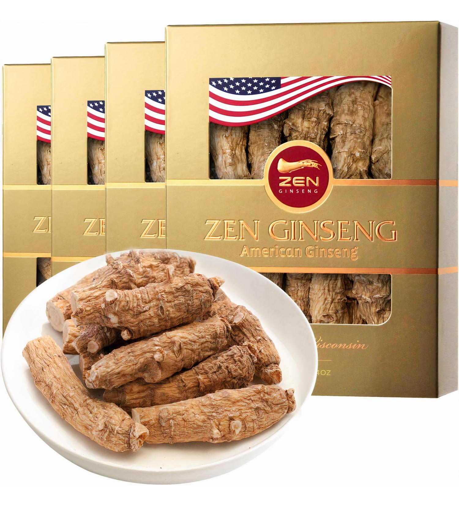 4 Boxes of Premium Large American Ginseng Root (4oz per Box) - Non-GMO Gluten Free Wisconsin Ginseng. Boosts Immunity Energy & Stamina for Man & Women 4 Ounce (Pack of 4) - Buy Online on GoSupps.com