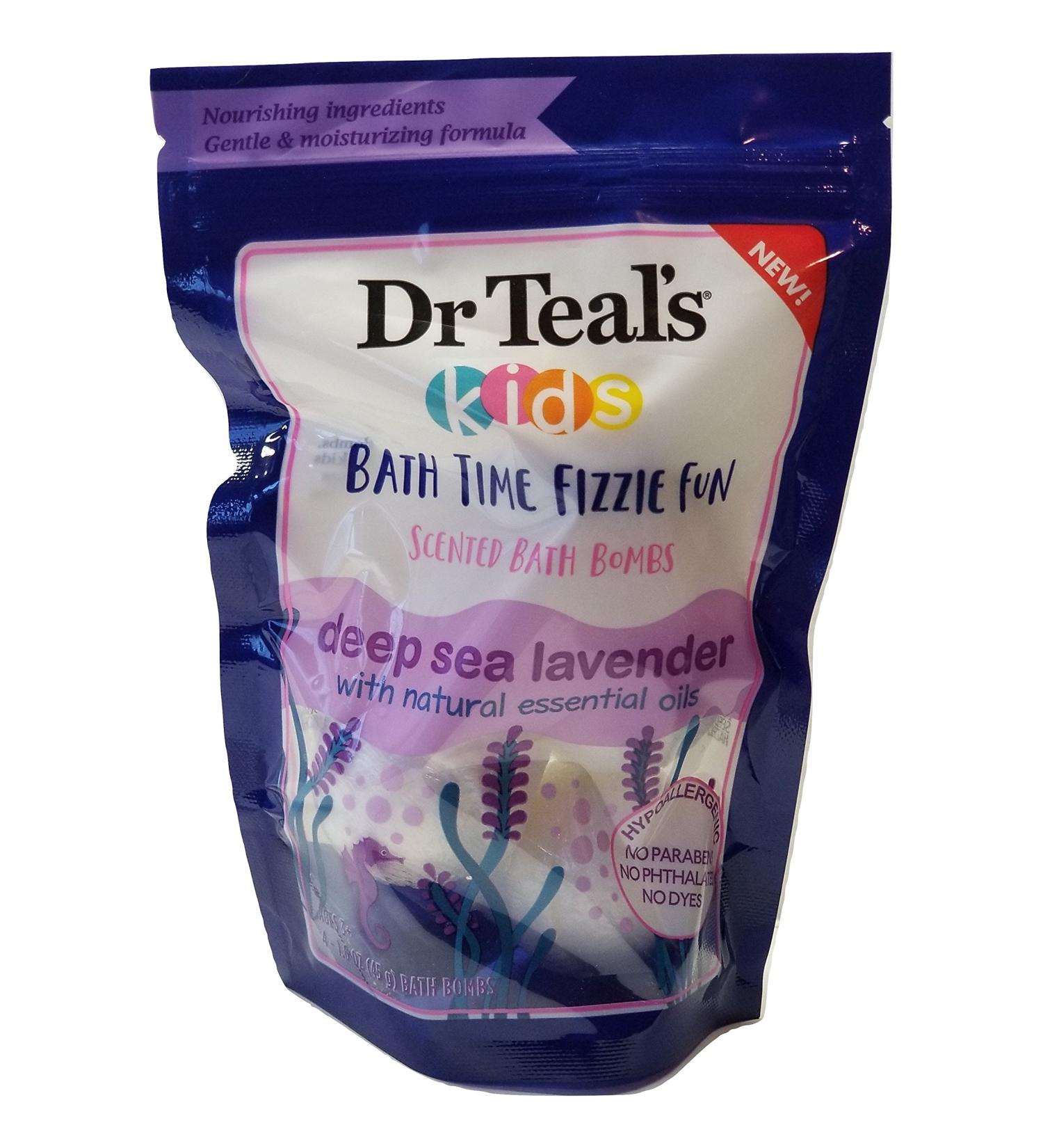 Dr Teal's Kids Bath Time Fizzie Fun Scented Bath Bombs Deep Sea Lavender Natural Essential Oils