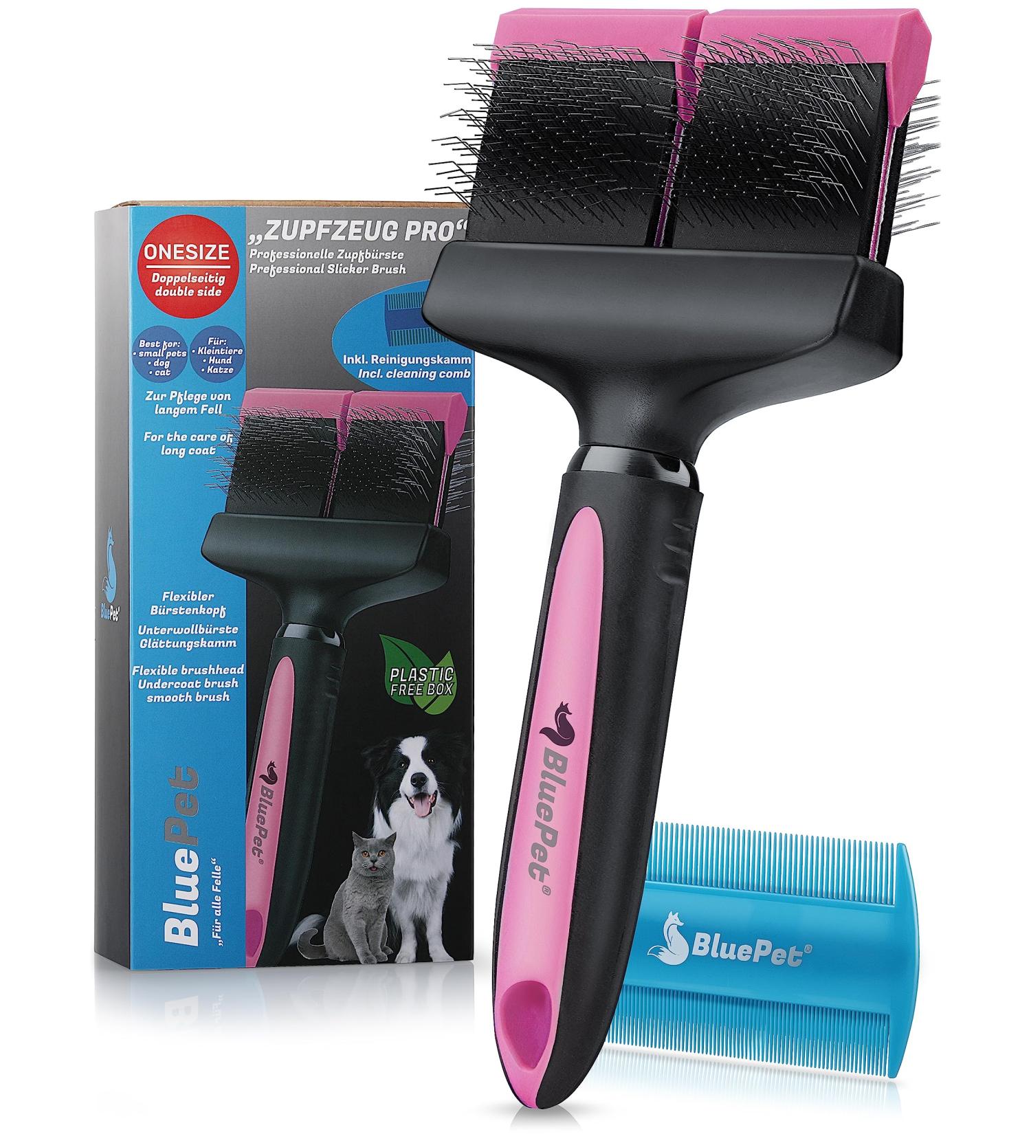 Bluepet Professional Long Hair Dog Brush | Gentle Plucking Brush for Dogs & Cats - Removes Mats & Knots - Large Pink - Buy Online on GoSupps.com