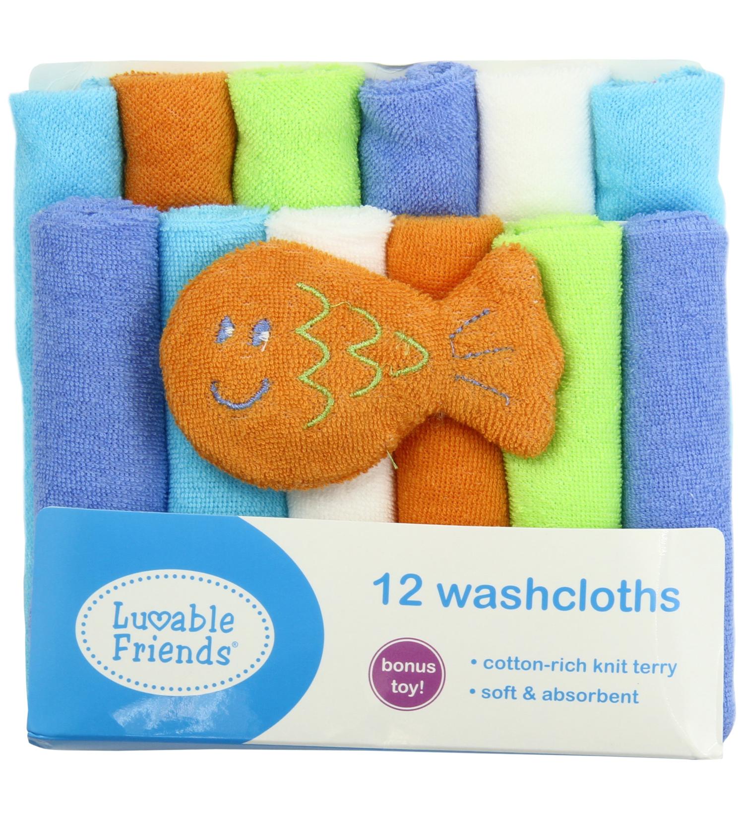 Luvable Friends Unisex Baby Cotton Rich Washcloths - Blue Solid - One Size - Buy Online on GoSupps.com