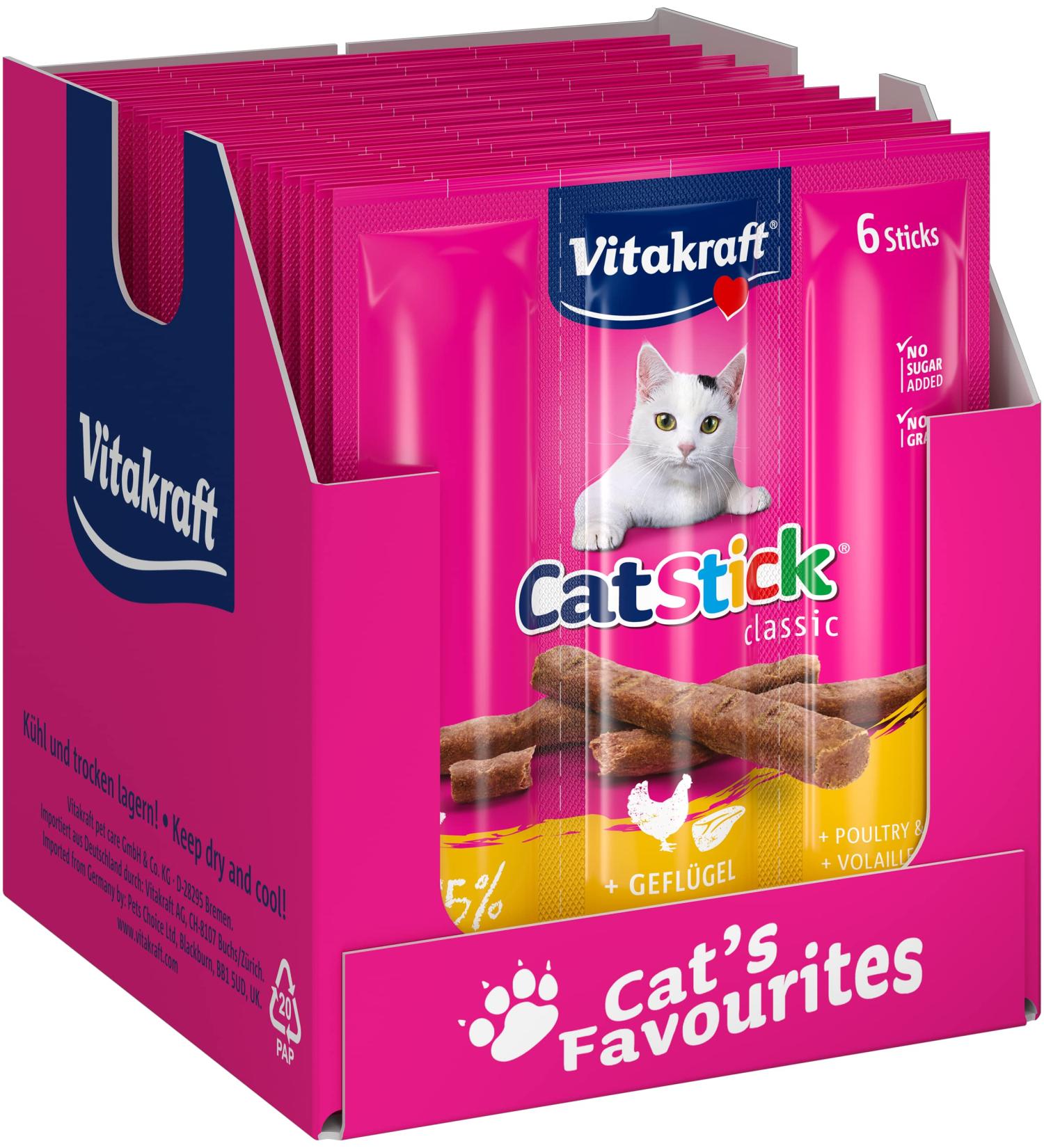 Vita Power Cat Stick Classic - Grain-Free Meaty Snack for Cats | Poultry & Liver Mini Sticks (10x6 Pieces 36g) - Buy Online on GoSupps.com