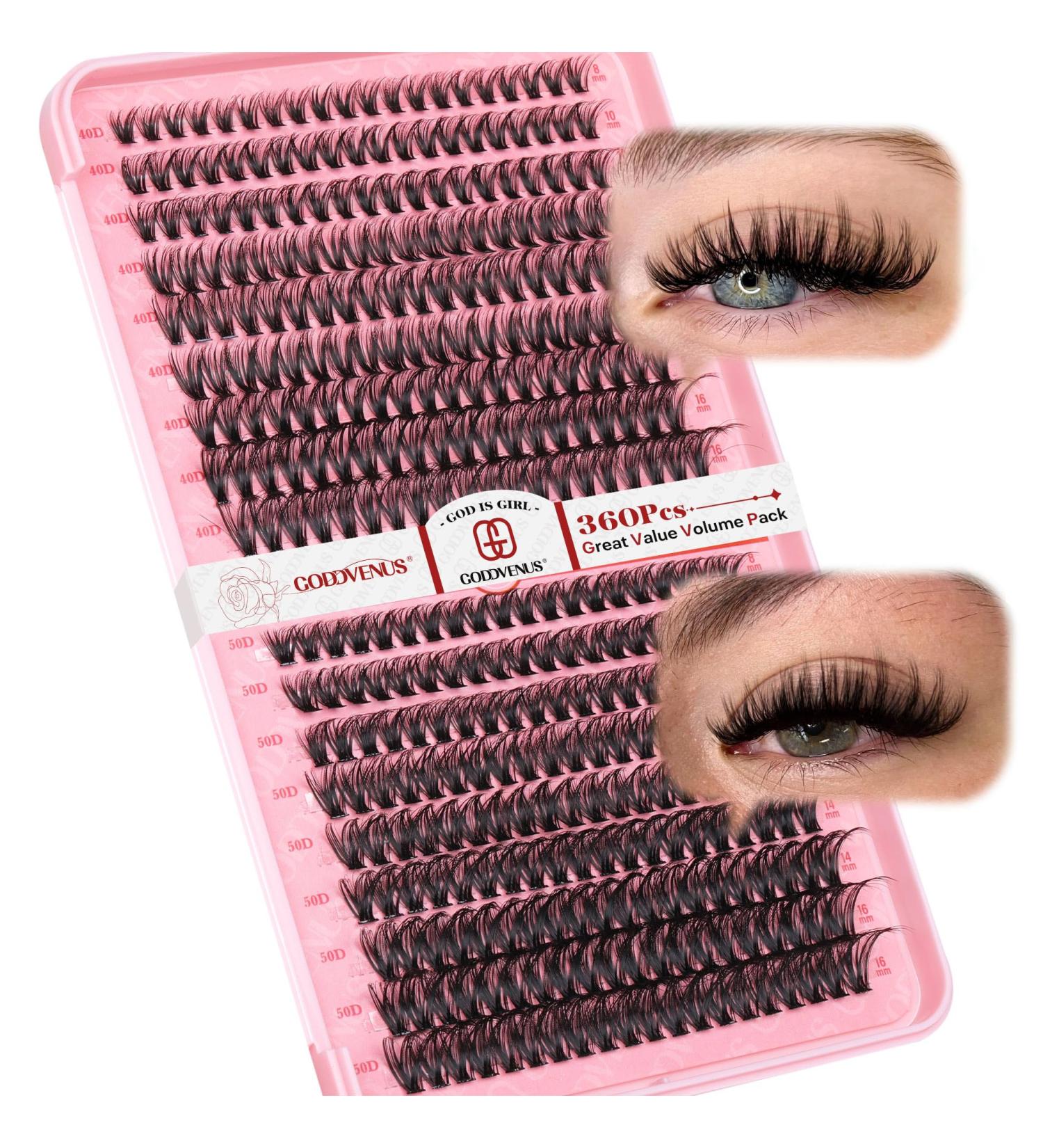 Goddvenus 360pcs Individual Eyelashes Cluster Lashes Wispy Lashes Individual Cluster 40D+50D Lash Clusters 8-16mm Eyelash Clusters Natural Eyelashes Individual Russian D Curl Lash Extensions C-40D+50D - Buy Online on GoSupps.com