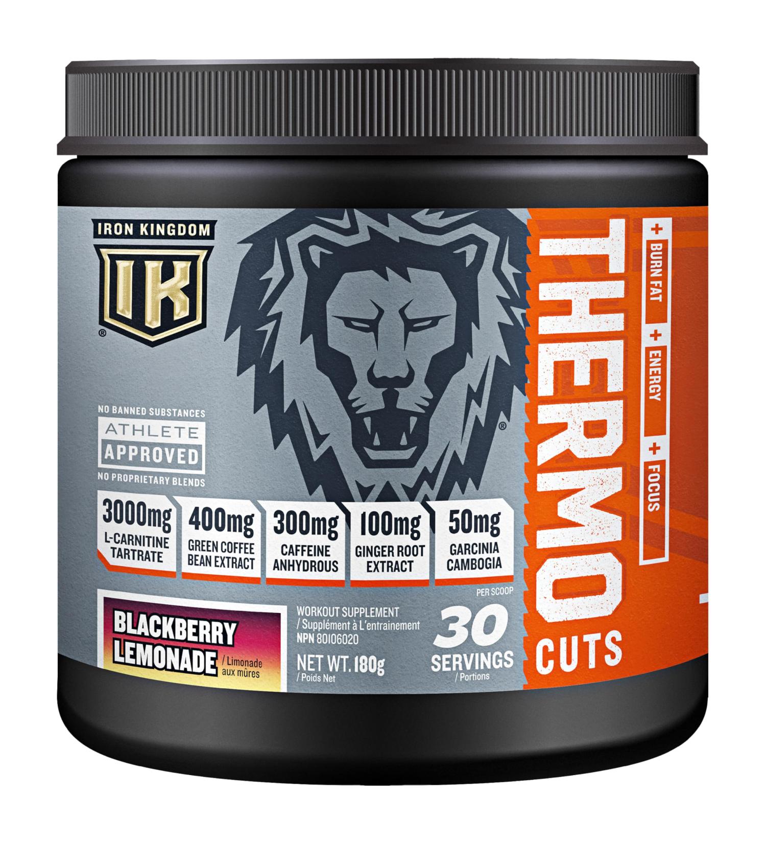 IRON KINGDOM THERMO CUTS (Thermogenic Pre-Workout) BLACKBERRY LEMONADE Fat Burner Energy Focus Carnitine Caffeine Blackberry Lemonade 30 Servings (Pack of 1) - Buy Online on GoSupps.com