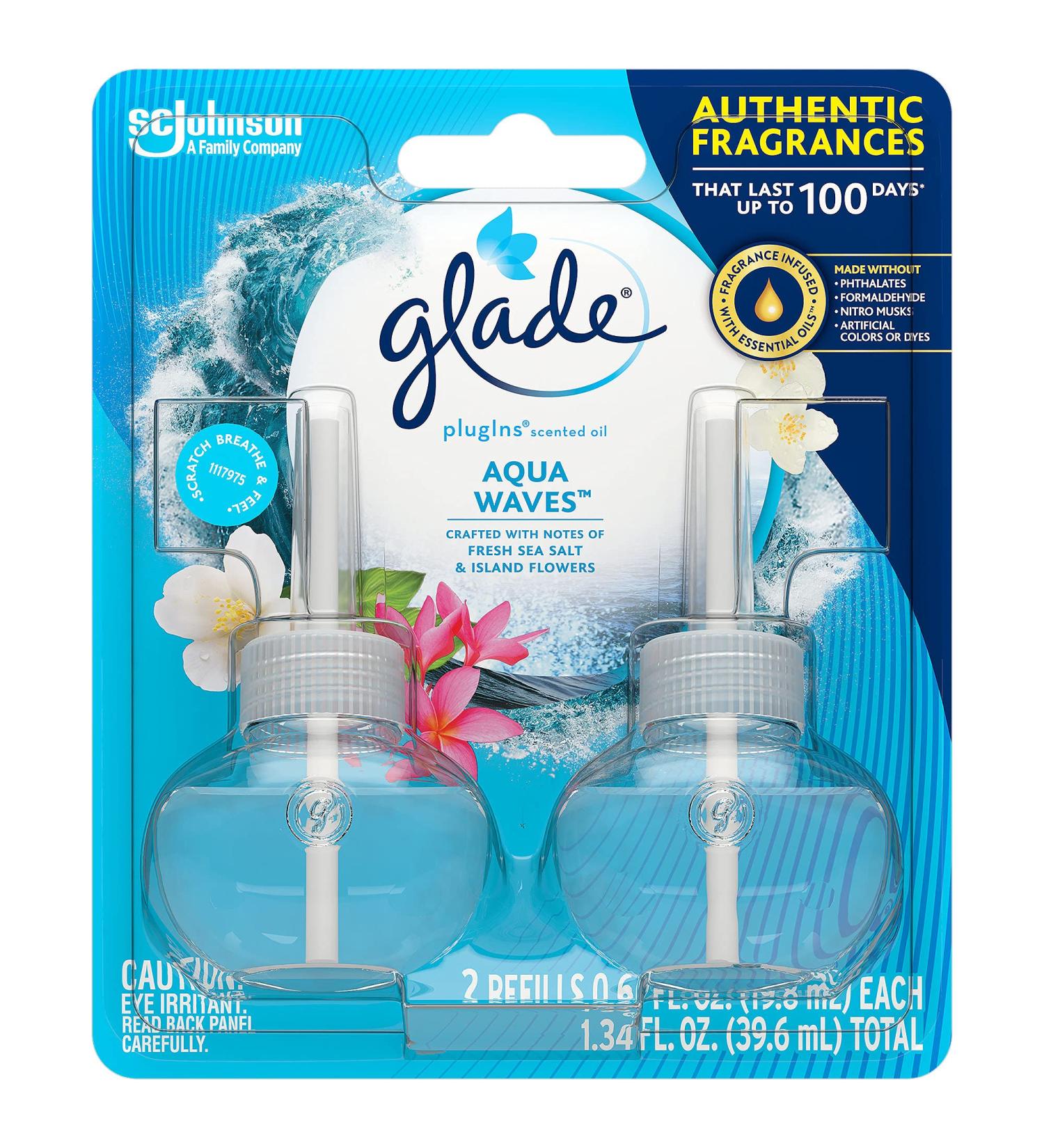 Glade PlugIns Aqua Waves Air Freshener Refills - 1.34 Fl Oz, 2 Count - Buy Online on GoSupps.com
