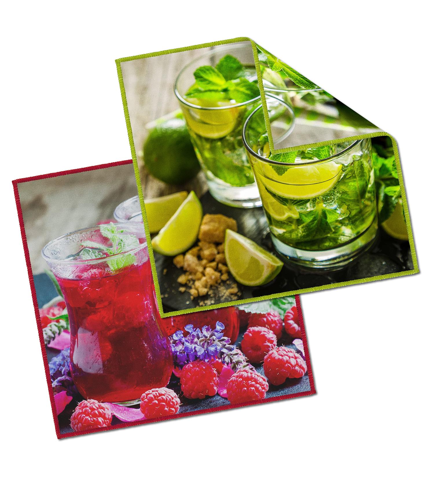 Microfiber Glasses Cleaning Cloths Pack of 2 20x20cm Fruit Motif for Streak-Free Shine - International Shipping - Buy Online on GoSupps.com