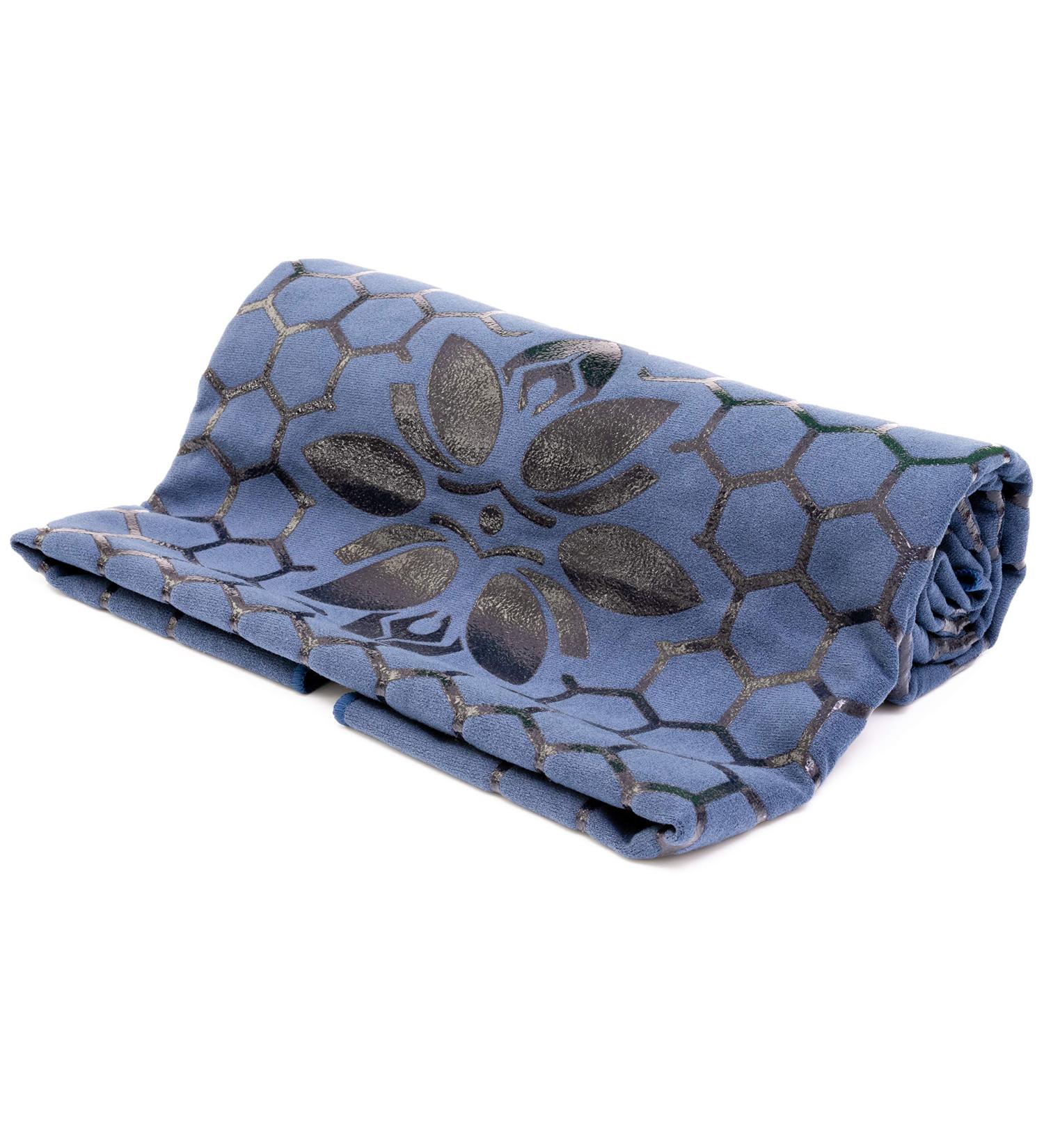 Non-Slip Hot Yoga Towel - Unique Two-Sided Design, Absorbent Microfiber, Dark Blue - Buy Online on GoSupps.com