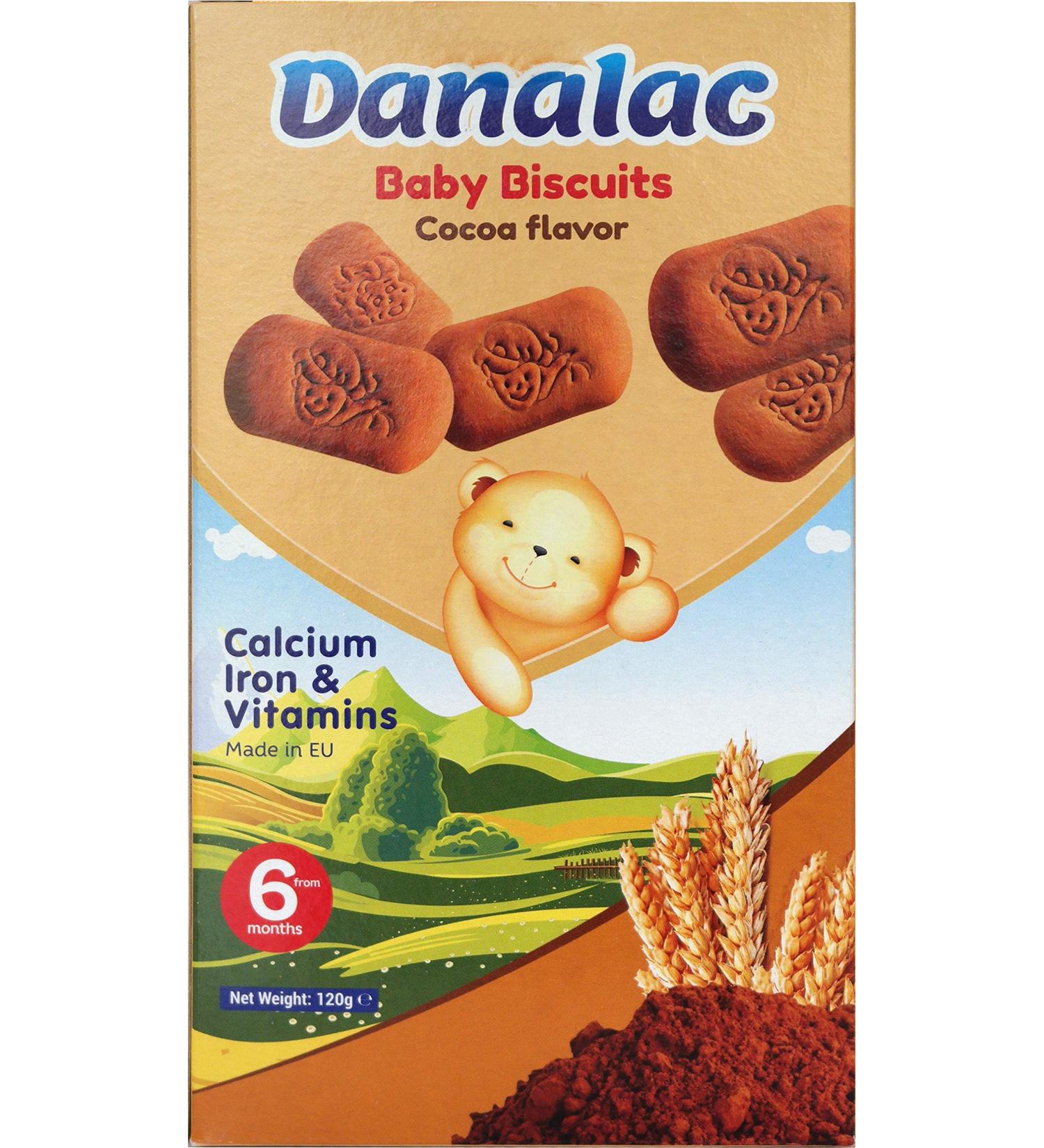 Danalac Cocoa Baby Biscuits - Finger Food Snack for Toddlers 6+ Months with Calcium, Iron, and Vitamins - 120g - Buy Online on GoSupps.com