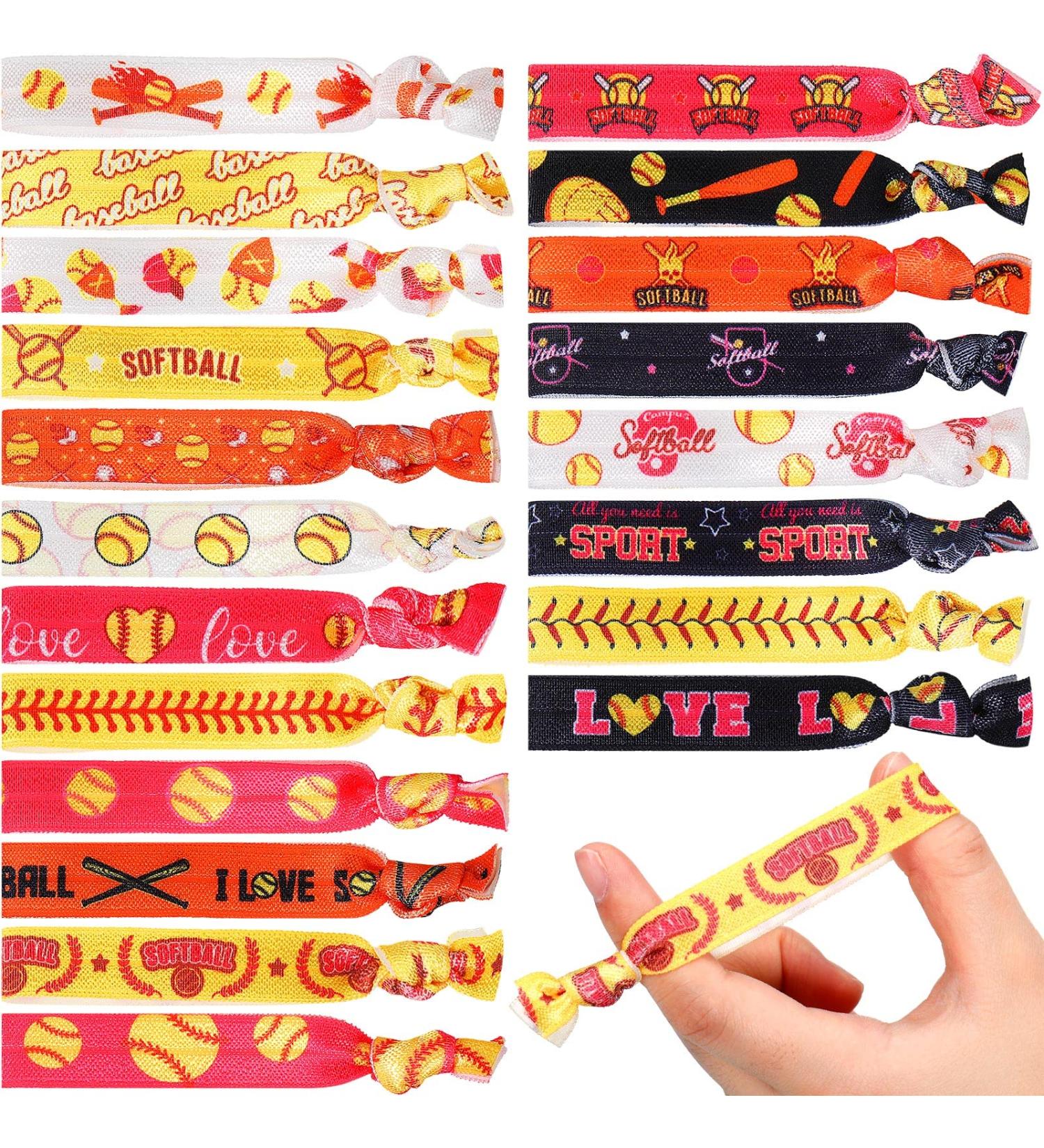200 Softball Hair Ties - No Crease Hair Elastics for Girls & Women | Multicolored Ponytail Holder | Softball Accessories for Sports Players & Teams - Buy Online on GoSupps.com