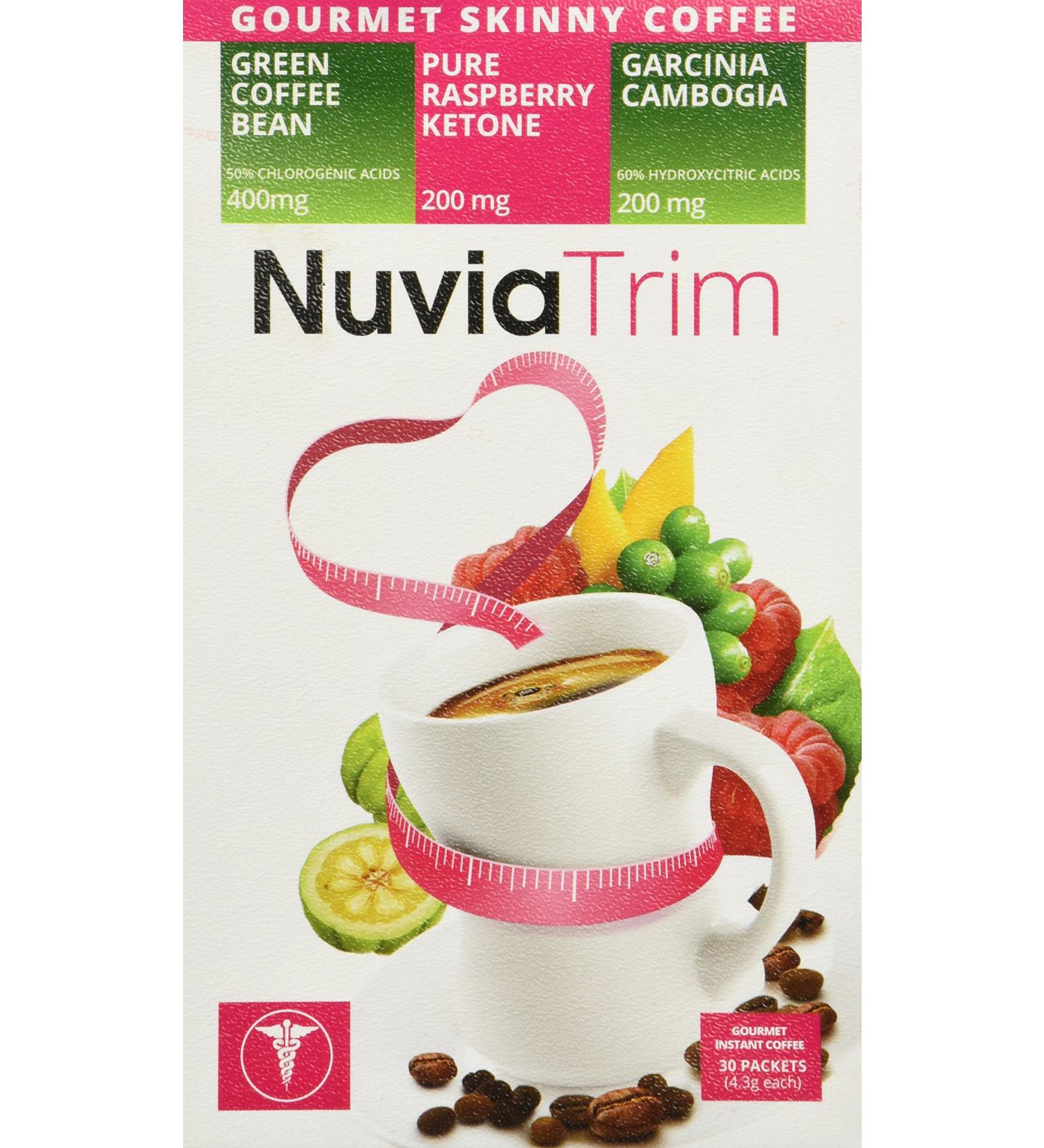 Nuvia Trim Gourmet Instant Coffee for Weight Loss with Garcinia Cambogia, Raspberry Ketones & Green Coffee Bean Extract - Vegan, Sugar & Dairy Free - 30 ct. Packets - Buy Online on GoSupps.com
