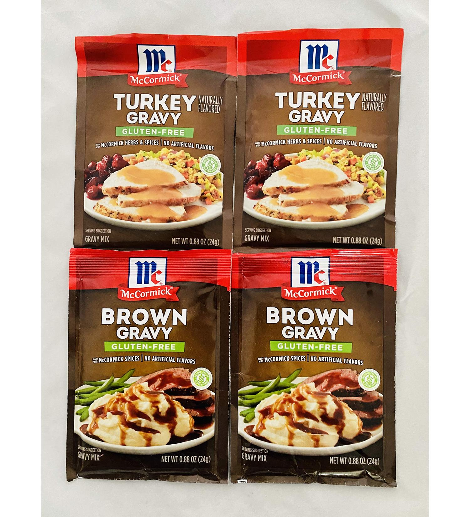 McCormick Gluten Free Gravy Mix Bundle - Turkey & Brown Gravy Mixes - 0.88 oz (Pack of 4) - Buy Online on GoSupps.com