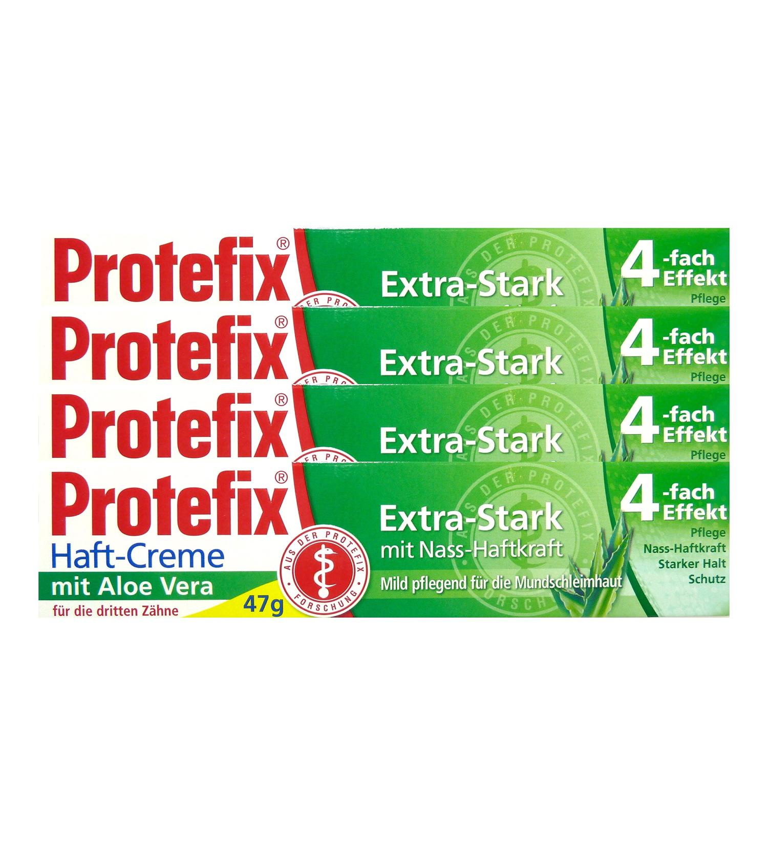 4x Protefix Adhesive Cream Aloe Vera Extra-Strong with wet adhesive power 40 ml piece