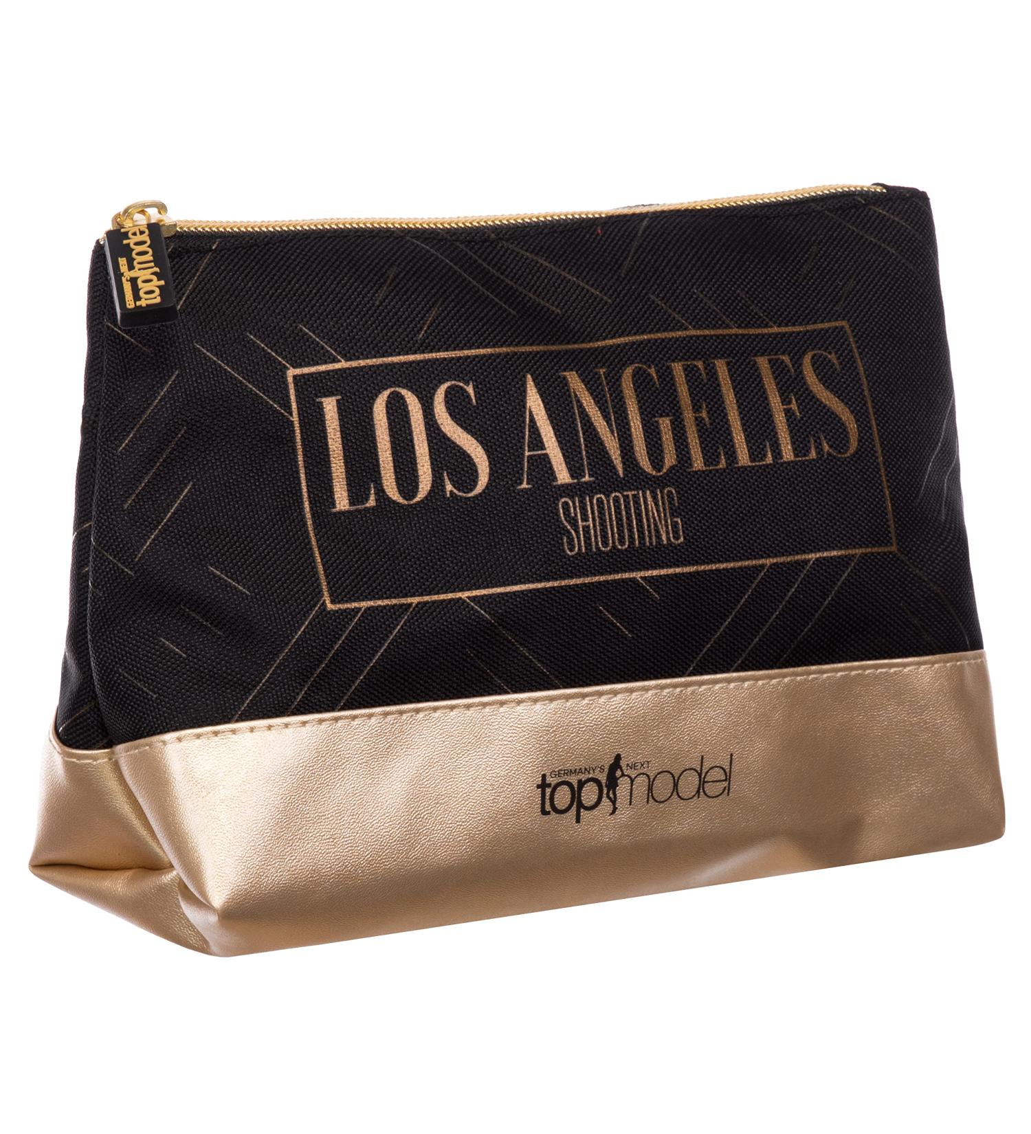 Brandselle Women's Cosmetic Bag | Stylish Make-Up Bag | Cultural Motif Design Inspired by Germany's Next Top Model | Gold & Black | 20x14x8 cm | International Shipping Available - Buy Online on GoSupps.com