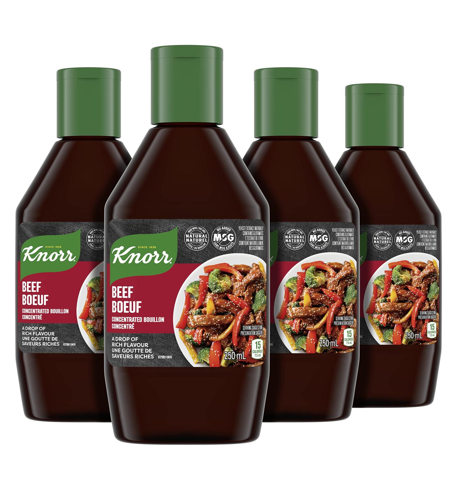 Knorr Concentrated Bouillon just a drop adds deep rich flavour Beef gluten free no added preservatives (pack of 4) Beef 250 ml (Pack of 4) - Buy Online on GoSupps.com