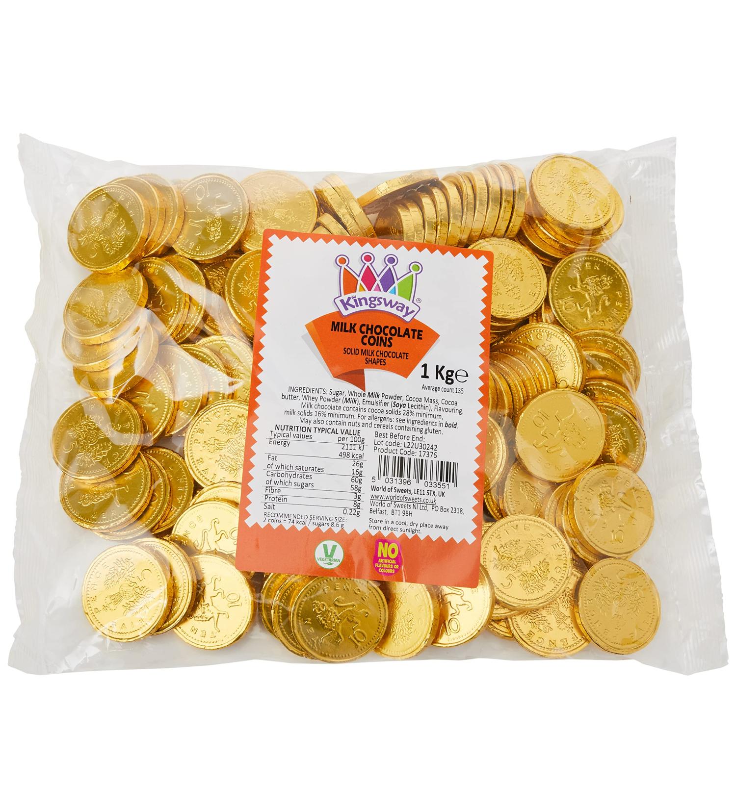 Milk Chocolate Coins - 1kg bag Approx 180 coins - Buy Online on GoSupps.com