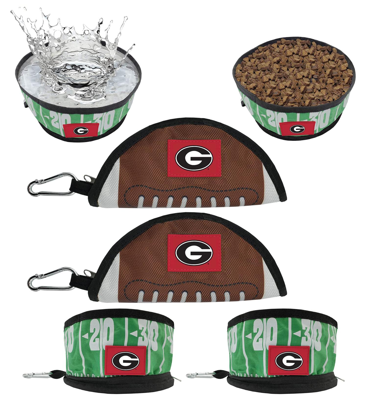 NCAA Georgia Bulldogs 2 Pack Collapsible Dog Travel Bowl | Football Design | Portable Lightweight Leak-Proof Bowl for Food & Water - Buy Online on GoSupps.com