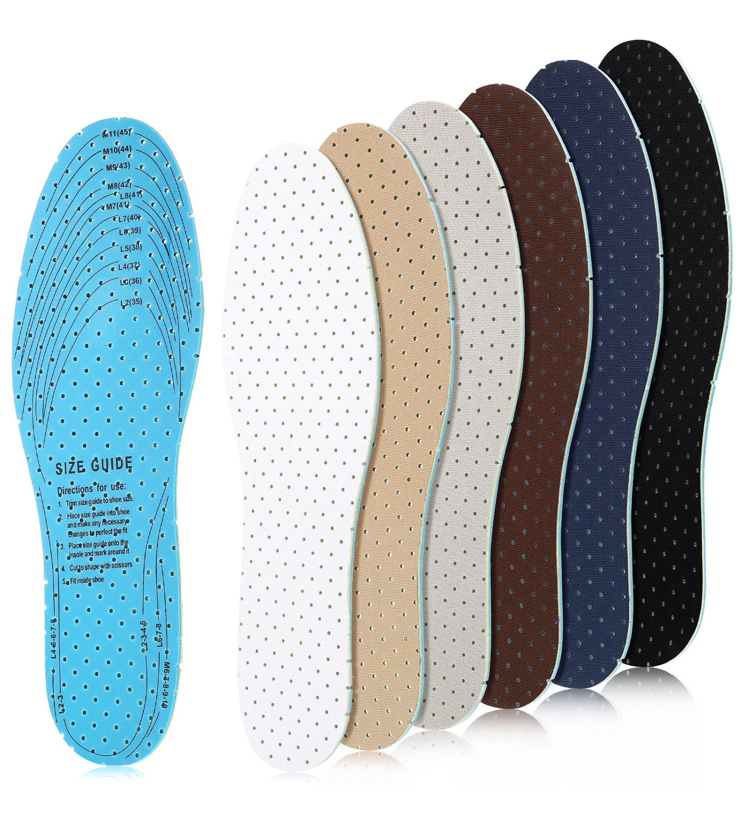 6 Pairs Breathable Thin Shoe Insoles for Women & Men | Ultra Soft Cushioning Pads | Comfortable Double Layer Latex Foam Inserts Fit All Shoes - Buy Online on GoSupps.com