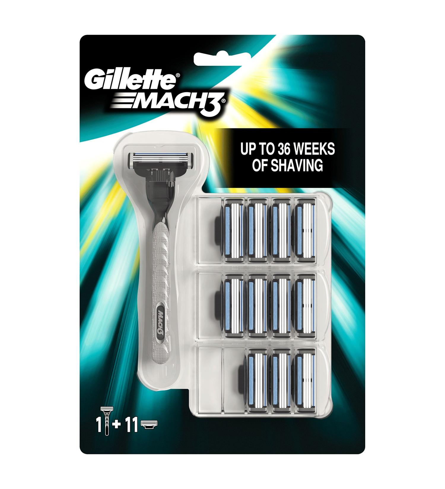 Buy Gillette Mach3 Razor Blades 11 Pack + Razor for Men - International Shipping Available! - Buy Online on GoSupps.com