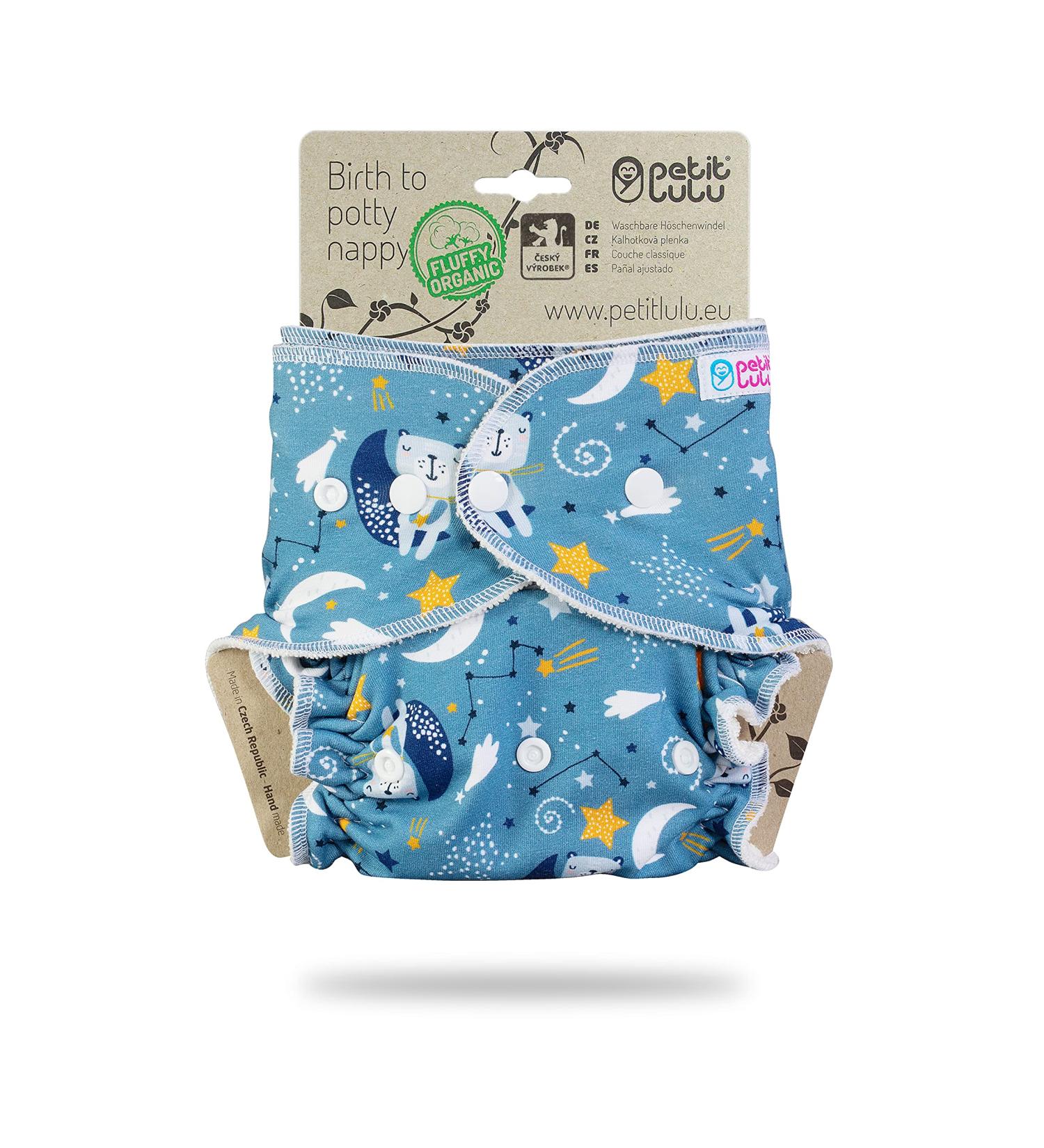 Petit Lulu Bamboo Fitted Maxi-Night Diaper - Bears on The Moon | Reusable & Washable | European Made - Buy Online on GoSupps.com