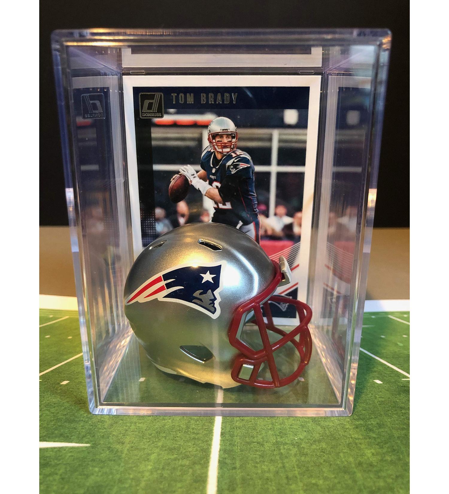 New England Patriots NFL Helmet Shadowbox w/Tom Brady card
