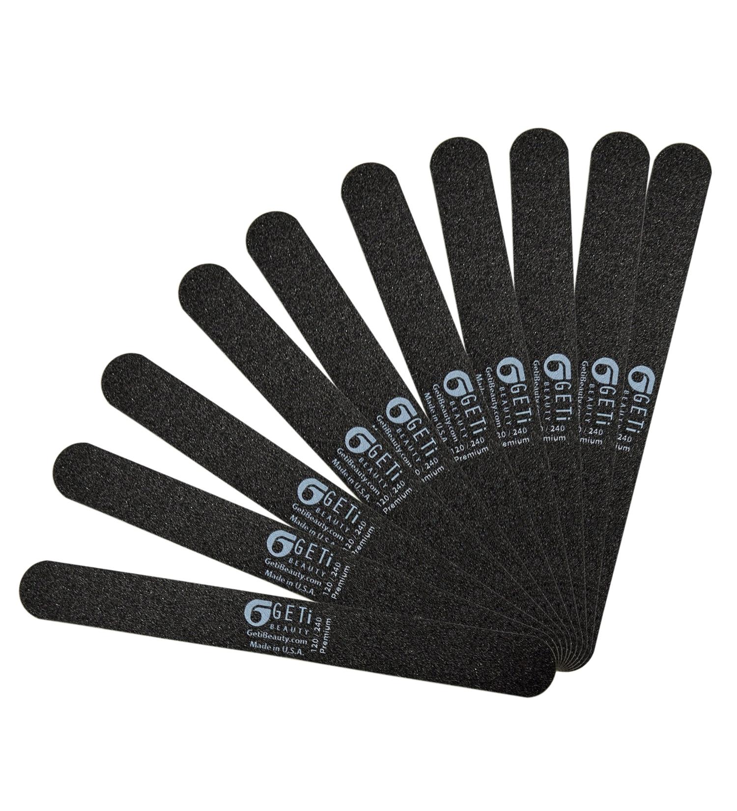 Geti Beauty 120/240 Grit Nail File 10-Pack | Washable & Reusable Emery Cushion for Natural Gel or Acrylic Nails | Black | U.S.A. Made - Buy Online on GoSupps.com