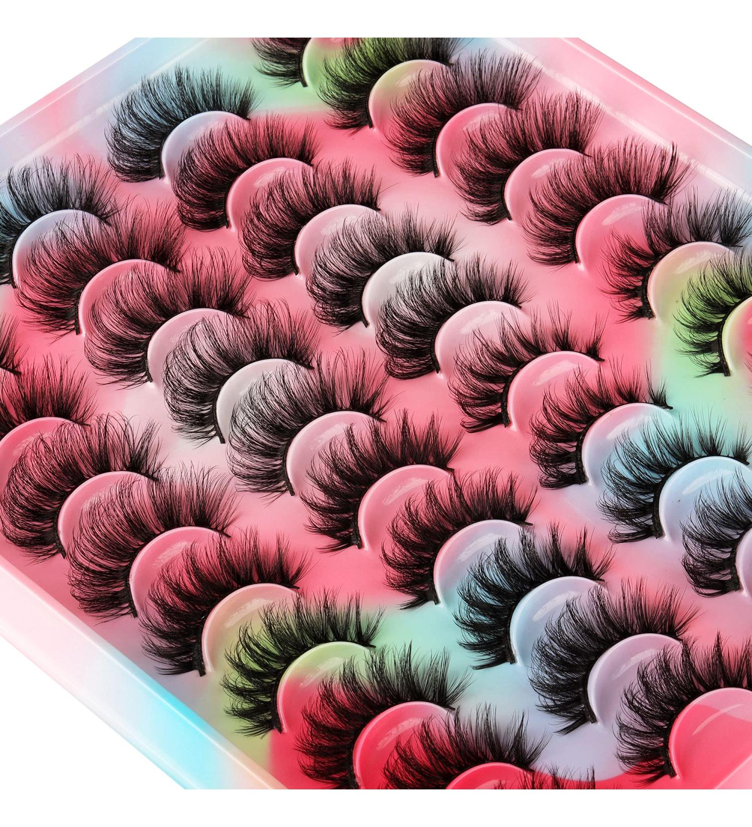 20 Pairs Natural Fluffy Cat Eye False Eyelashes - 4 Styles Wispy 5D Faux Mink Multipack - Buy Online on GoSupps.com