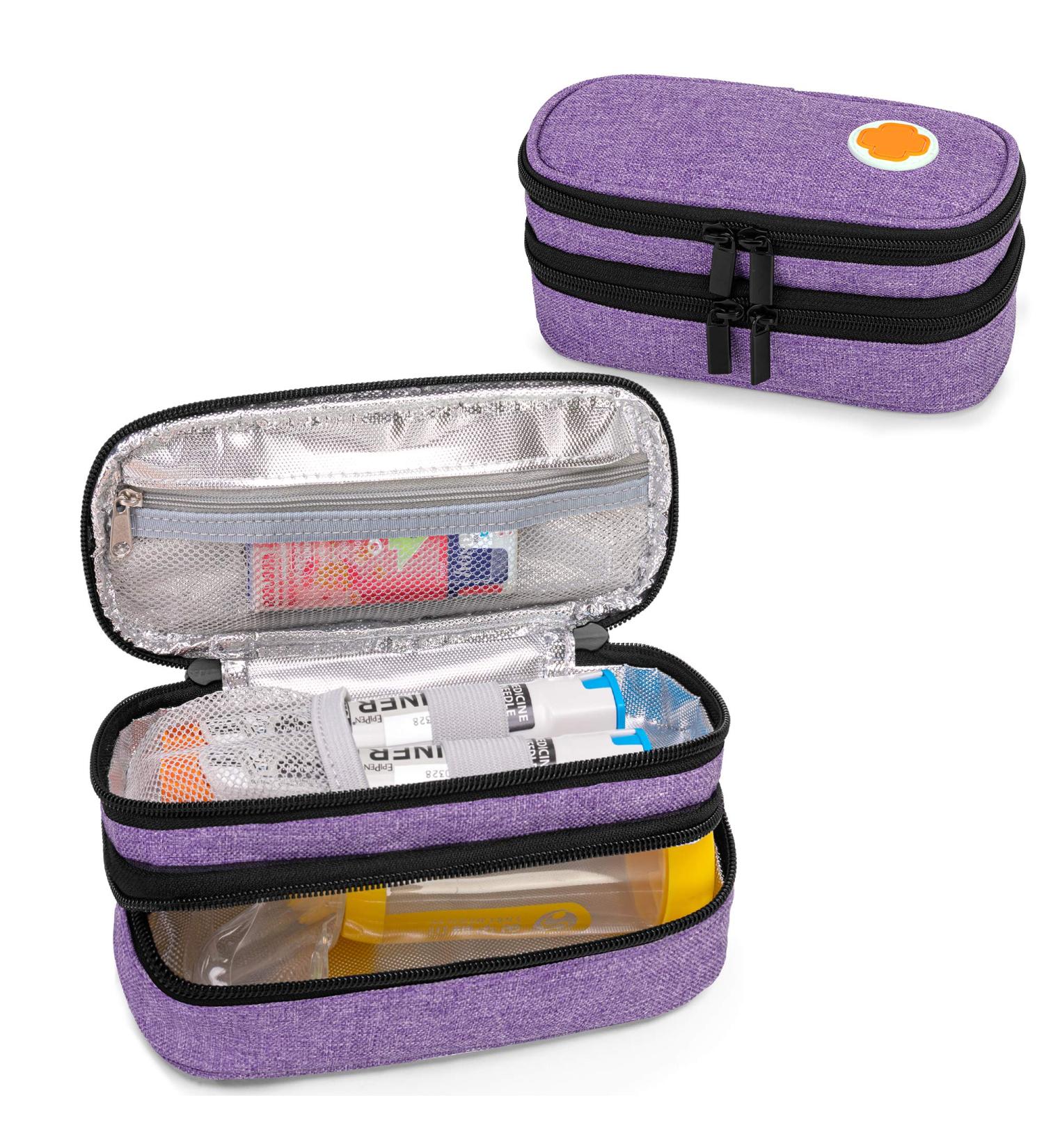 Curmio Double Layer Adrenaline Travel Bag - Portable Storage for EpiPens AUVI-Q & Asthma Inhalers - Purple - Buy Online on GoSupps.com