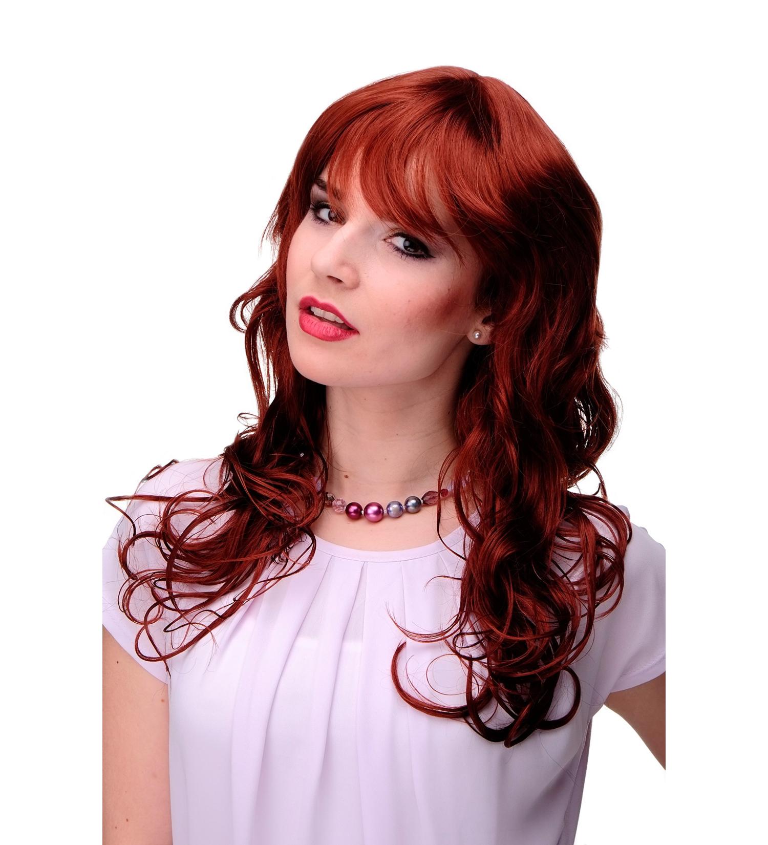 Buy WIG ME UP - Ladies Wavy Curly Bangs Wig in Copper Red | 55cm | High-Quality Fashion Wig for International Shipping - Buy Online on GoSupps.com