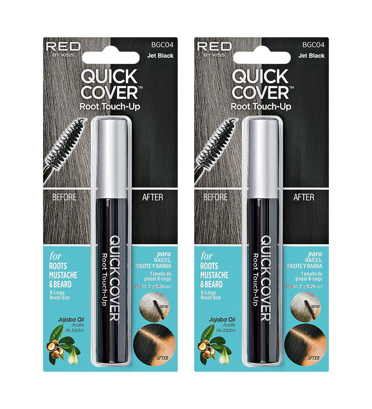 RED by Kiss Quick Cover Root Touch Up Mascara 2PCS - Water-Resistant Gray Concealer for Hair and Beard in Jet Black - Buy Online on GoSupps.com