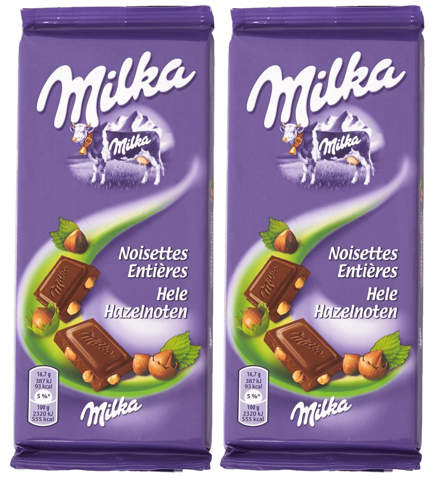 Milka Chocolate with Whole Hazelnuts 2 bars of 100 g - Buy Online on GoSupps.com