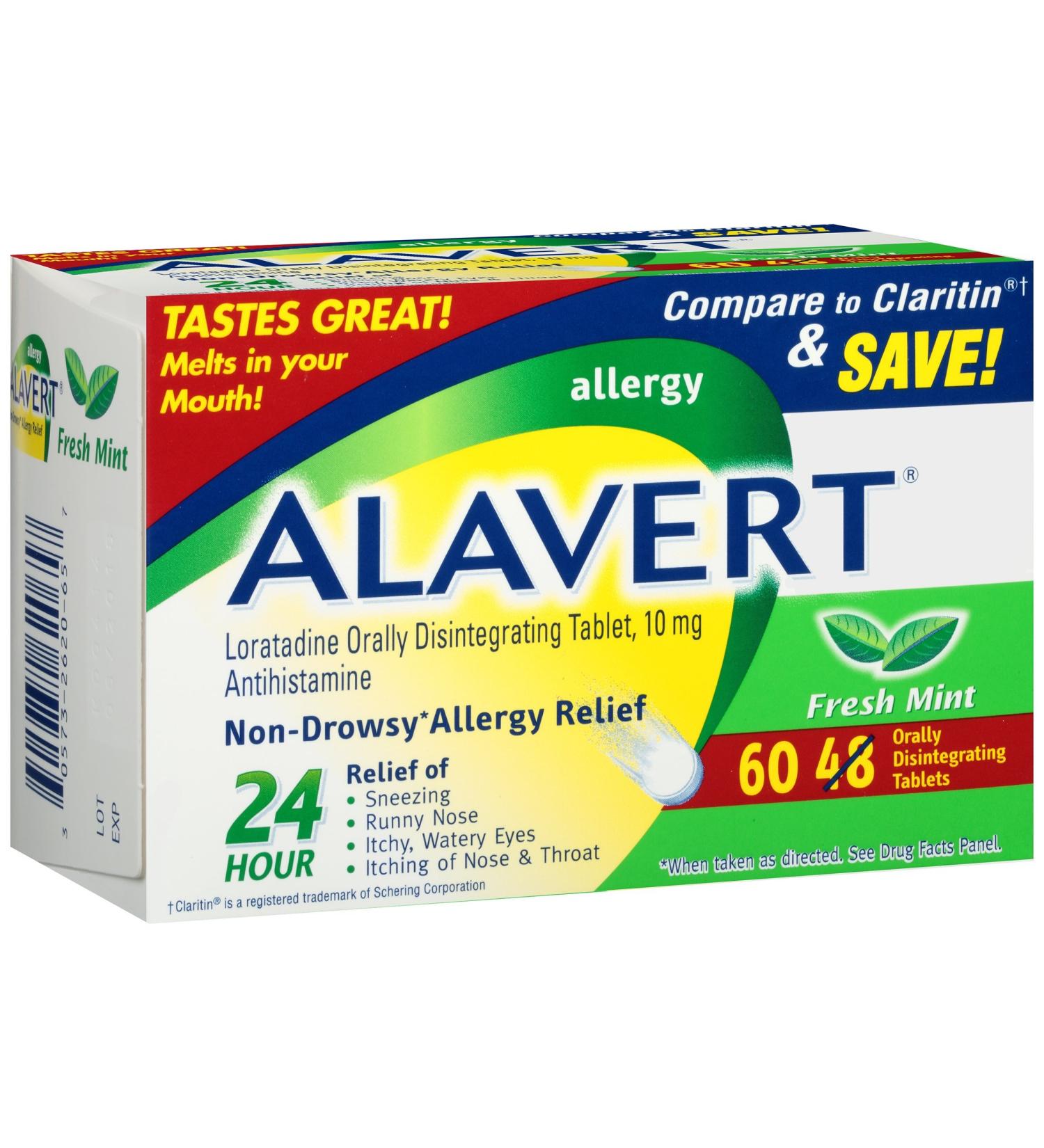 Alavert Allergy Relief 24-Hour - 60 Count Citrust Burst Flavor Non-Drowsy Antihistamine Tablets - Fast Shipping Worldwide - Buy Online on GoSupps.com