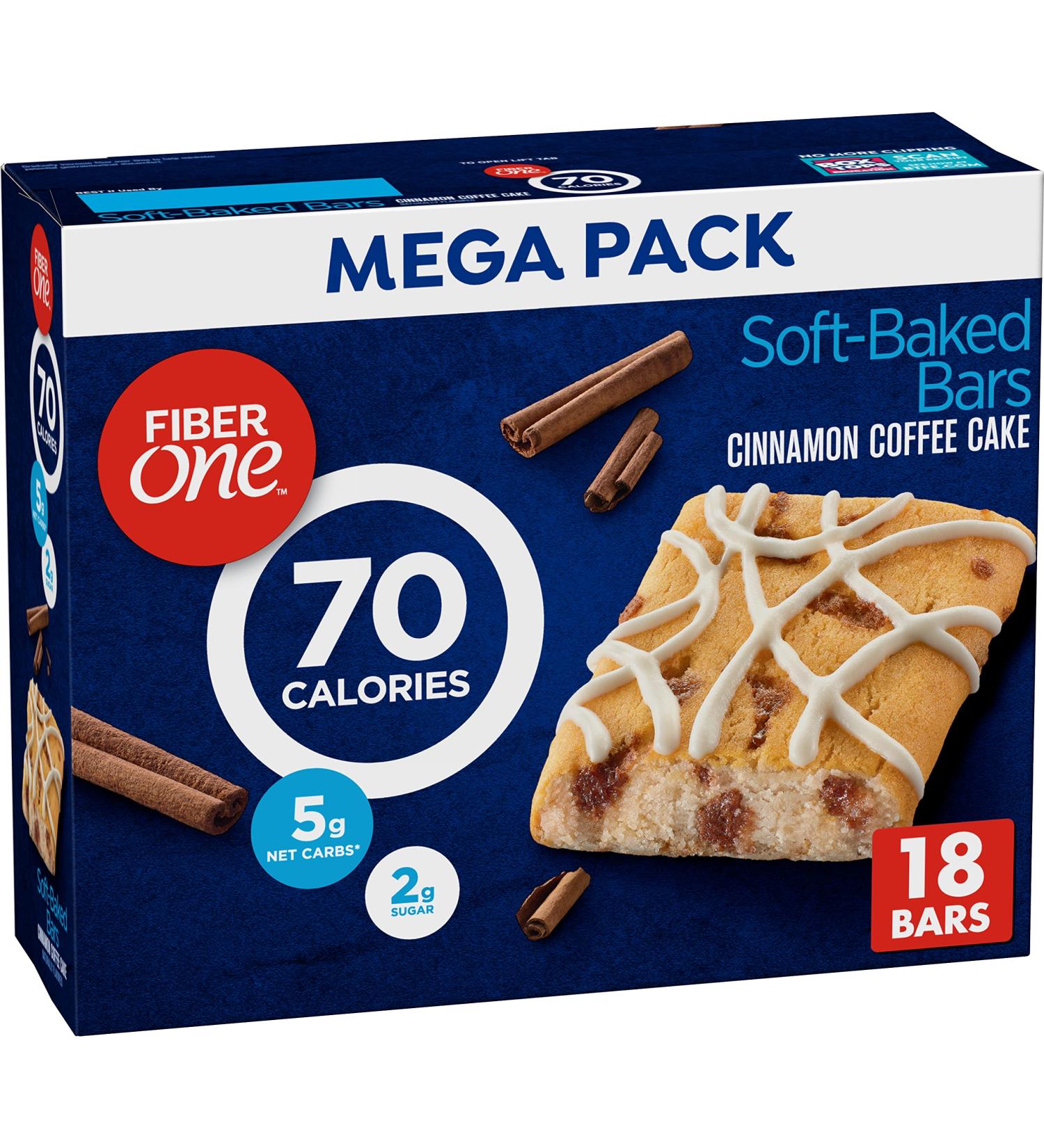 Fiber One Soft Baked Bars Cinnamon Coffee Cake 16 oz - 18 Count Box - Buy Online on GoSupps.com