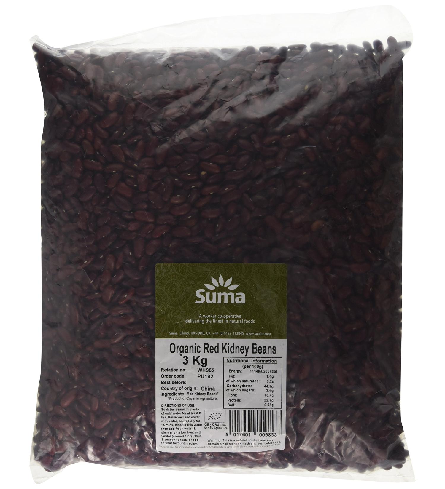 Suma Organic Red Kidney Beans 3 kg - Premium Quality Beans for Healthy Cooking - Buy Online on GoSupps.com