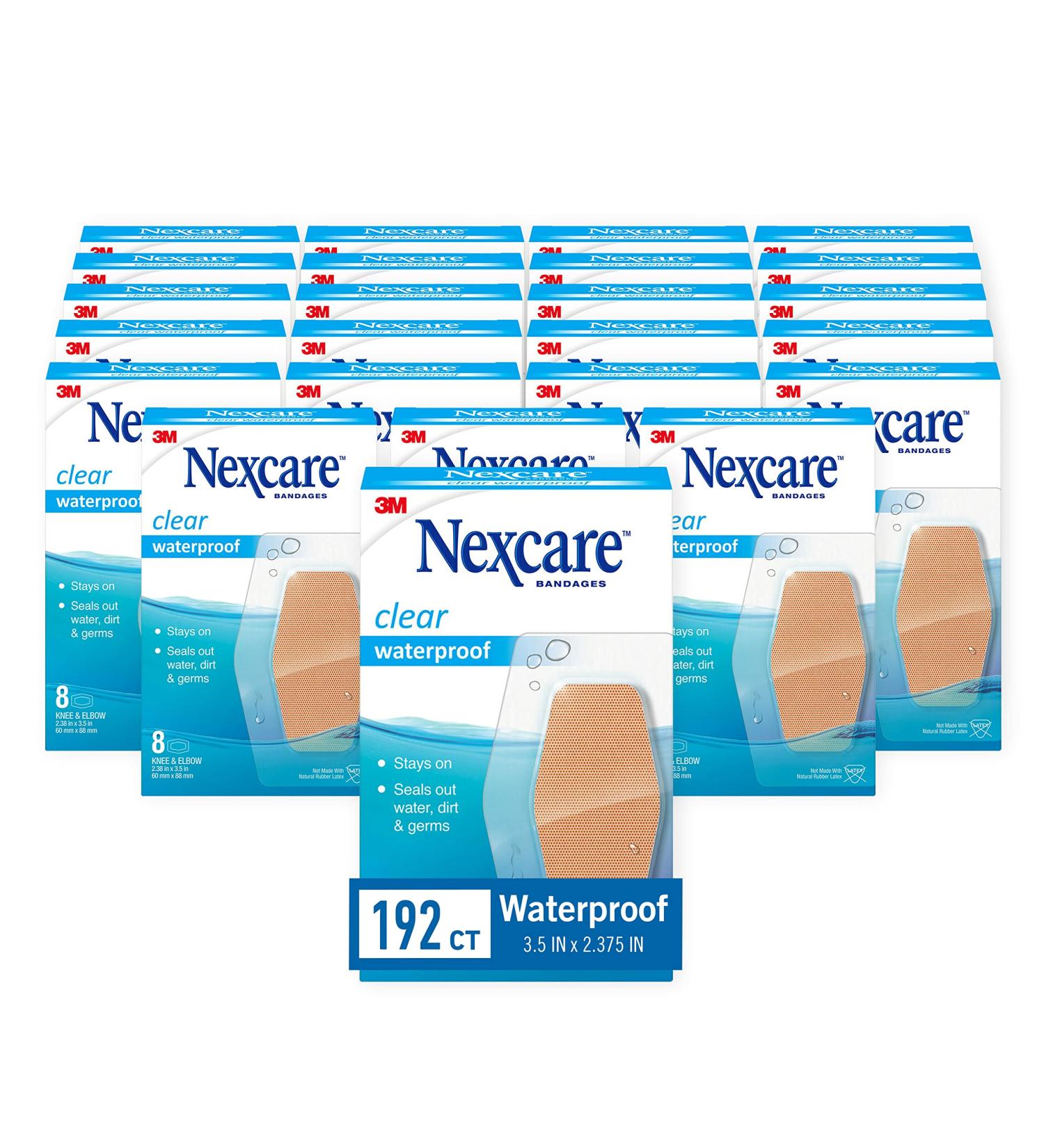 Nexcare Waterproof Clear Bandages for Knee and Elbow - 192 Count | Minimal Residue | Bath, Shower, and Pool Proof - Buy Online on GoSupps.com